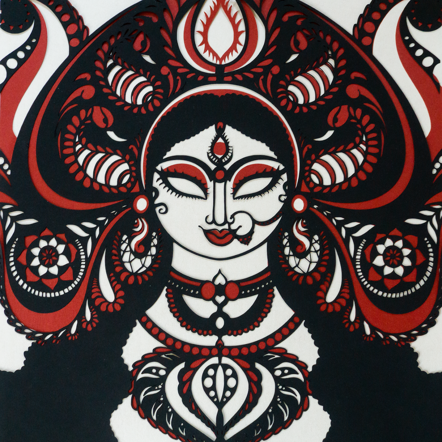 Maa Durga, 2020
Papercut on pearlescent paper
12 x 12 "