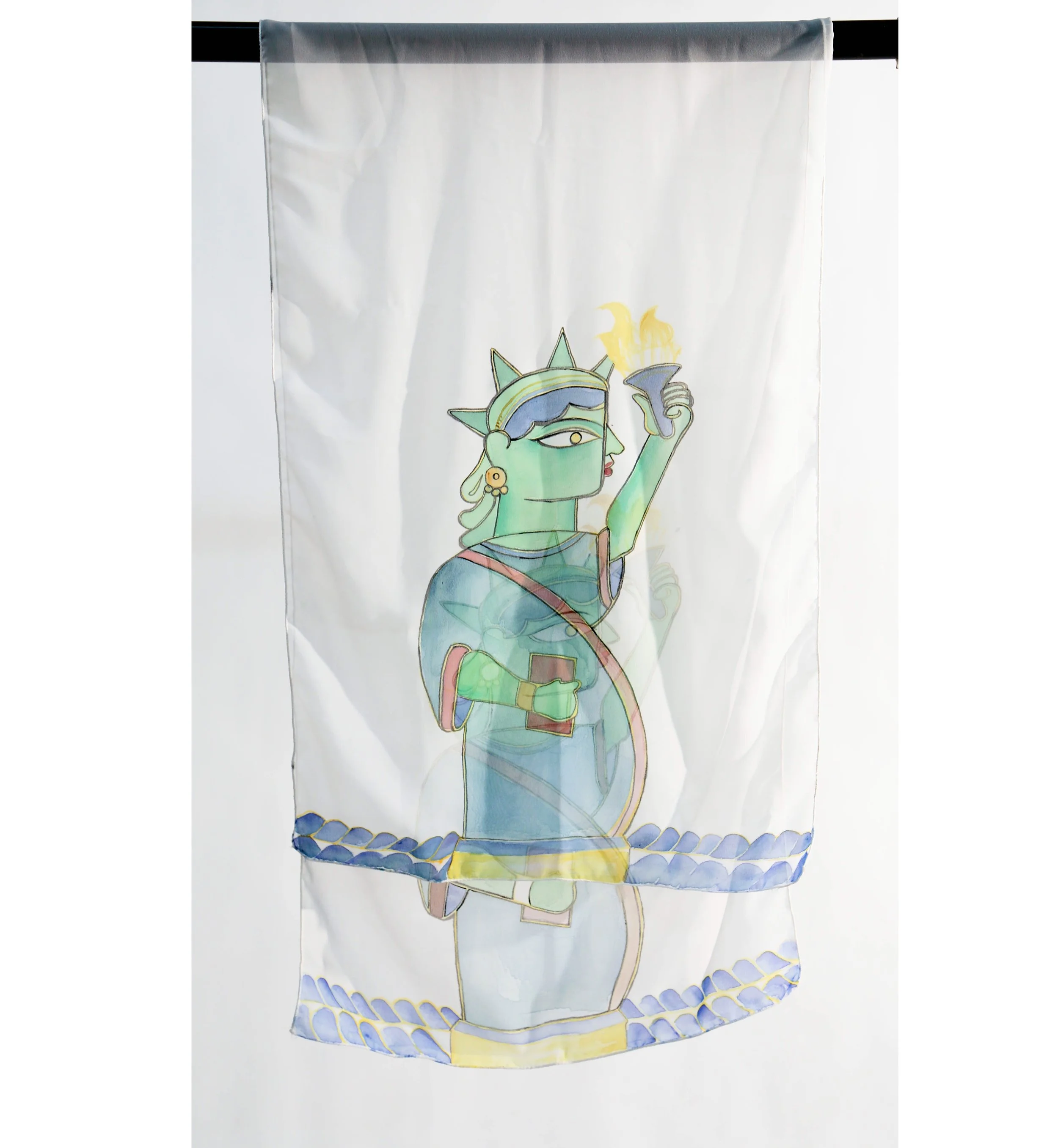 Mother of Exiles , 2020
Batik Dye on Silk 
6 ft x 1 ft