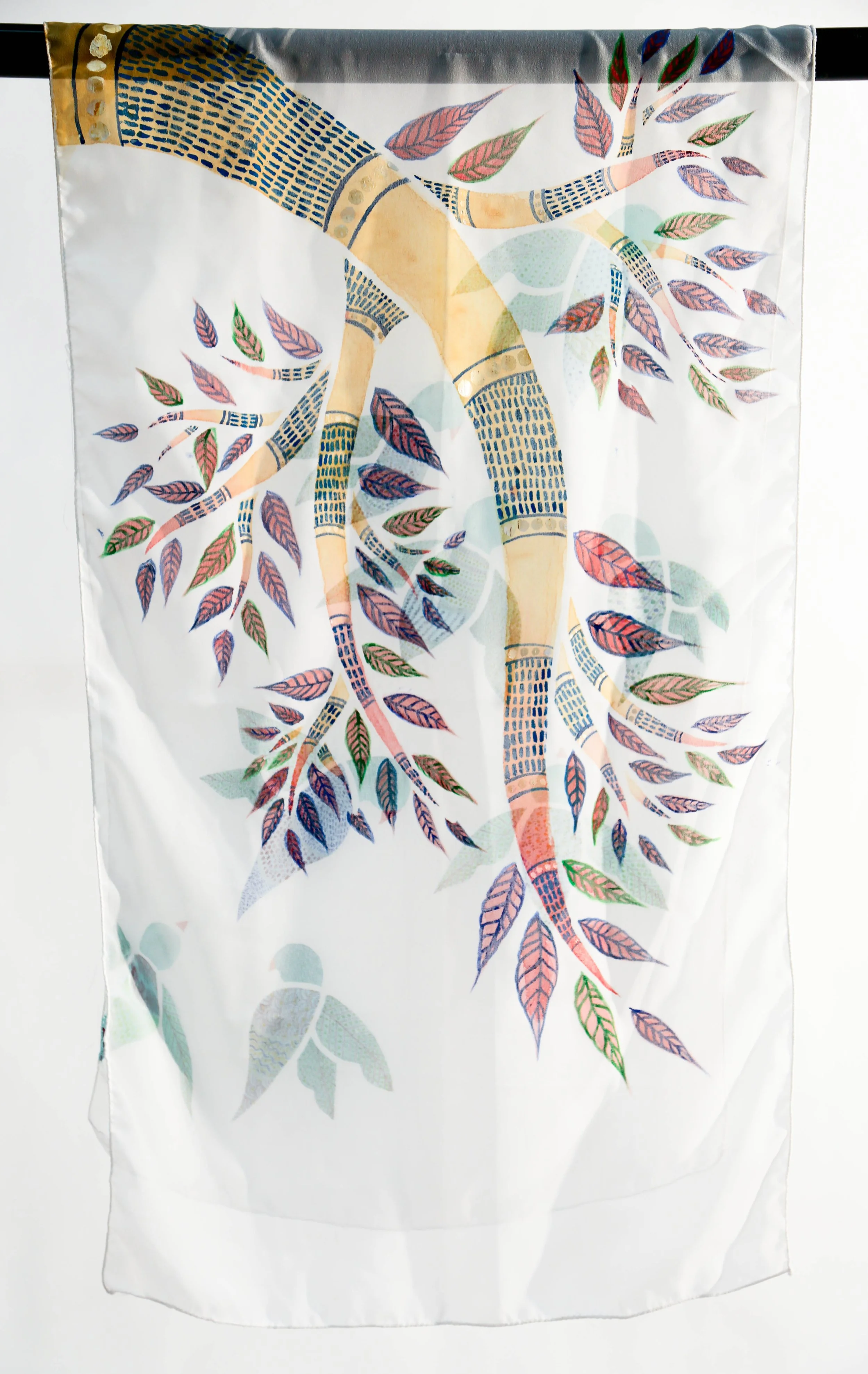 Running in the pandemic, 2020
Batik Dye on Silk 
6 ft x 1 ft