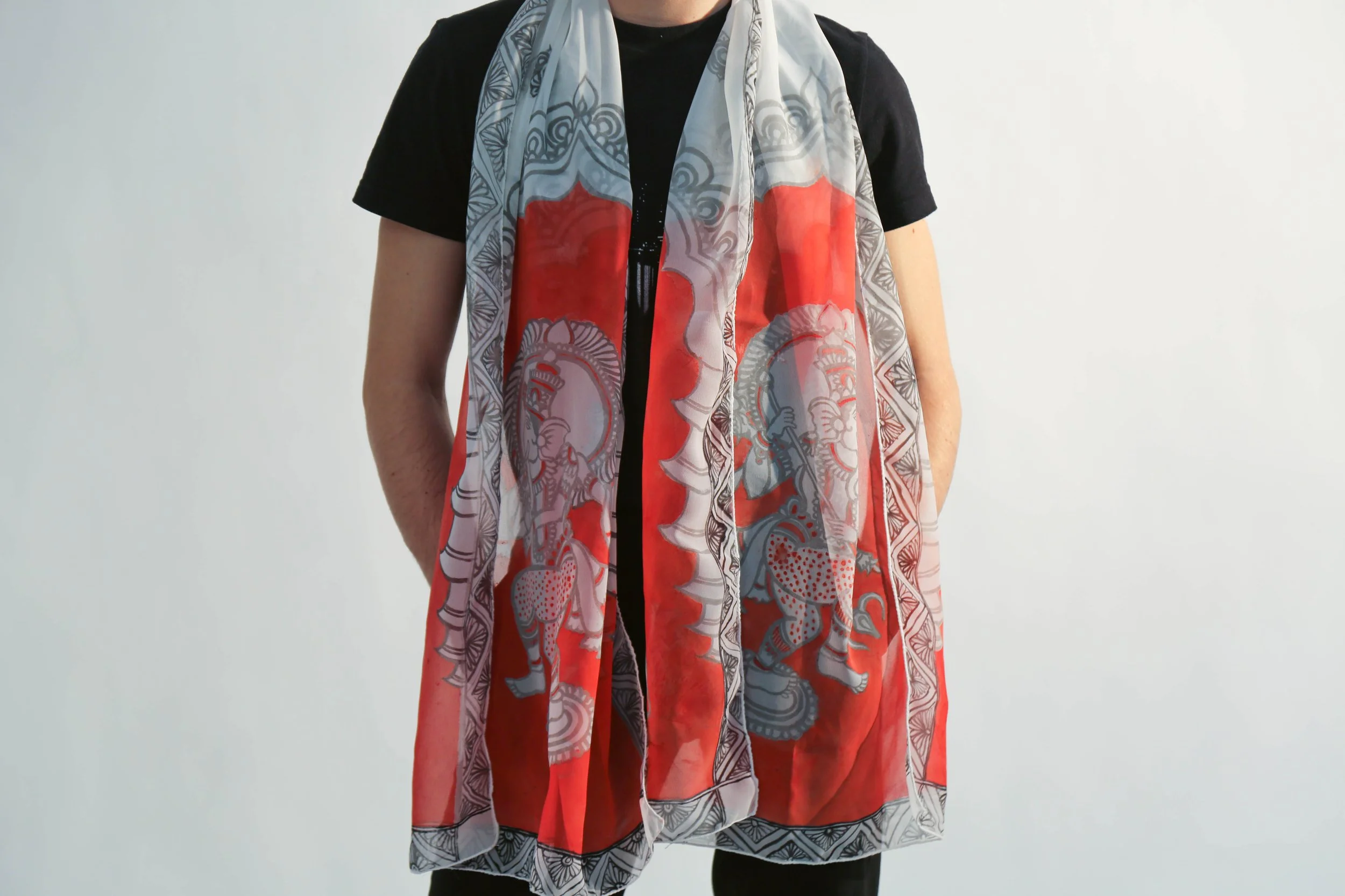 Kalamkari, 2020
Batik Dye on Silk 
6 ft x 1 ft