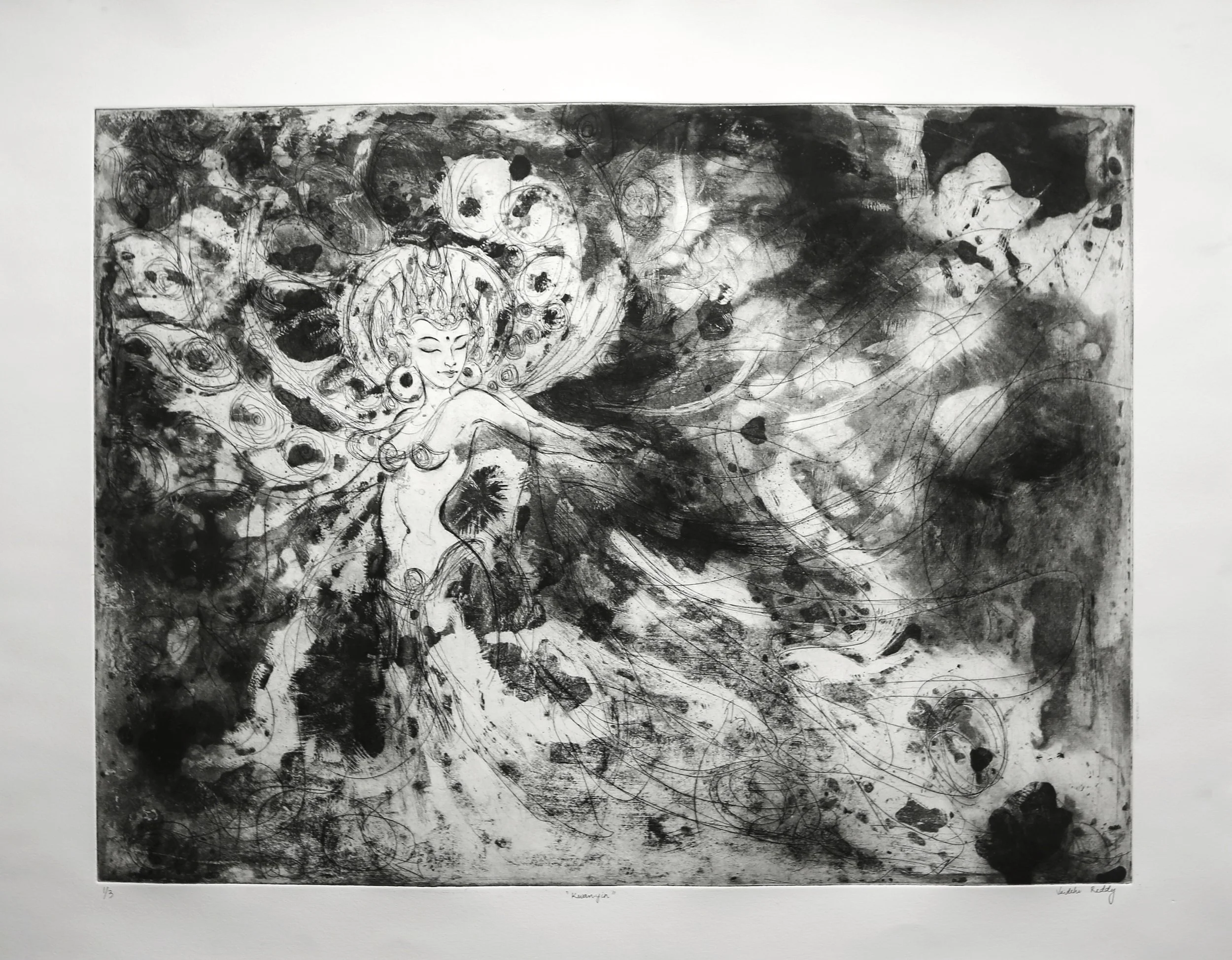 Kwan-Yin, 2019
Copperplate Etching on Hanemule
18 x 24"