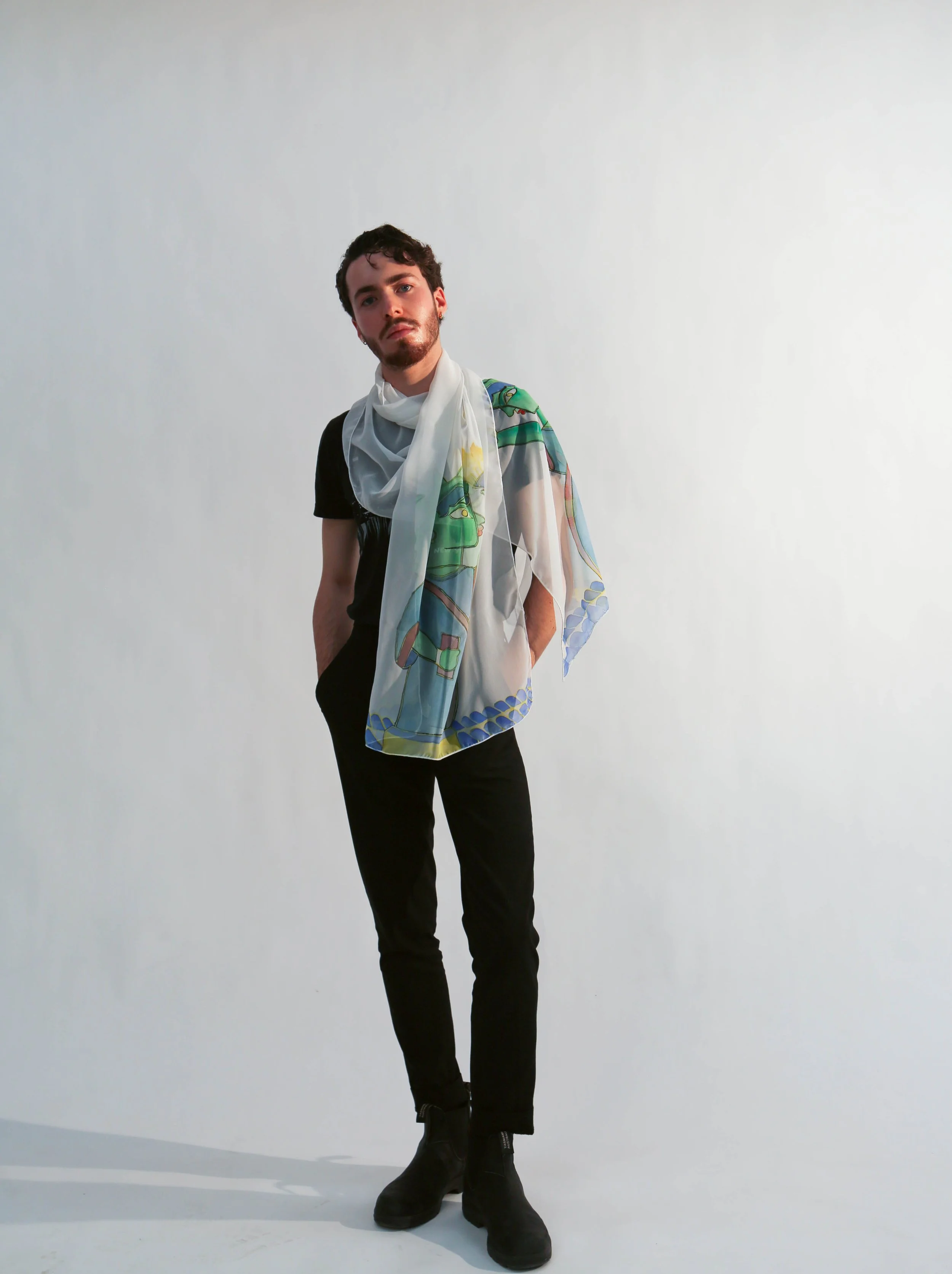 Mother of Exiles , 2020
Batik Dye on Silk 
6 ft x 1 ft