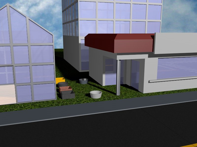 A 3D sculpted image of a city.