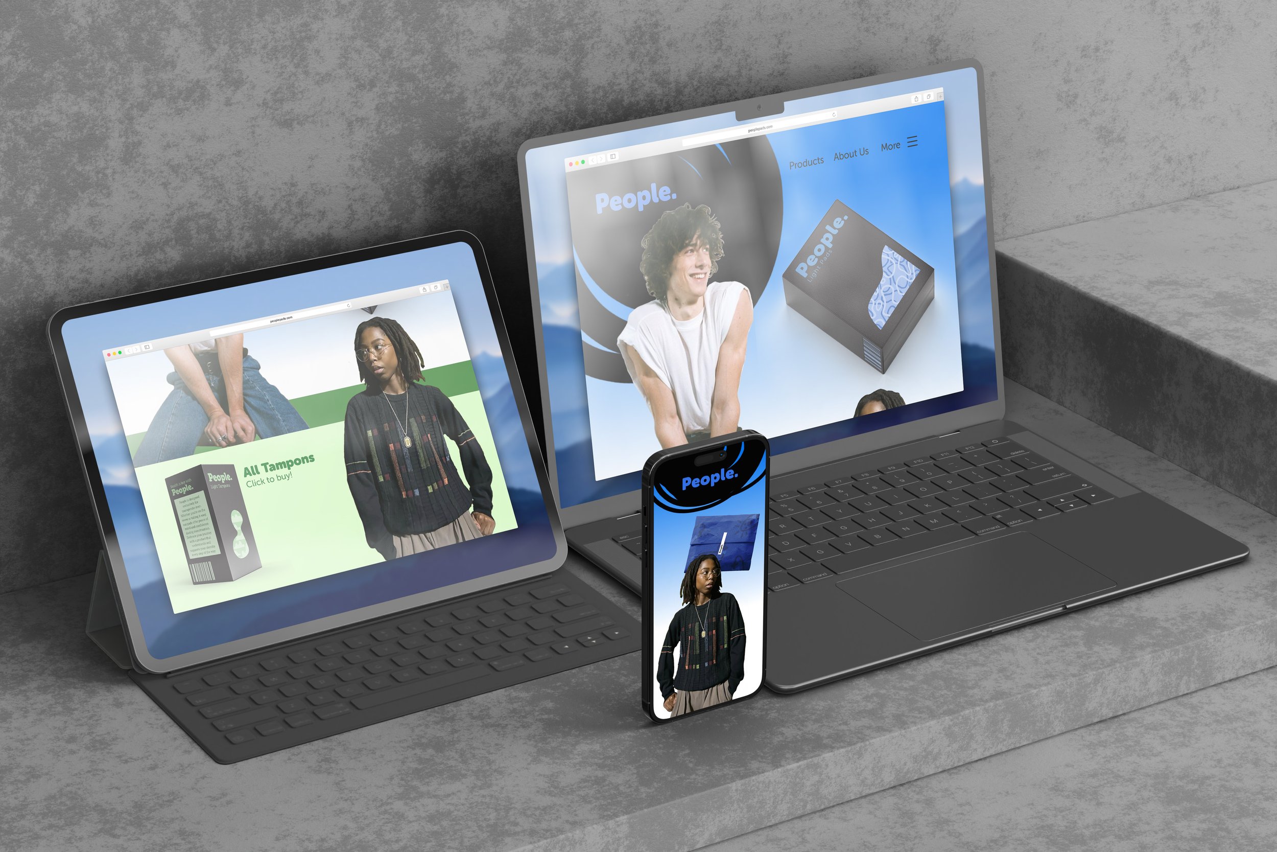 Website design for a pad company that caters to trans men and nonbinary people.