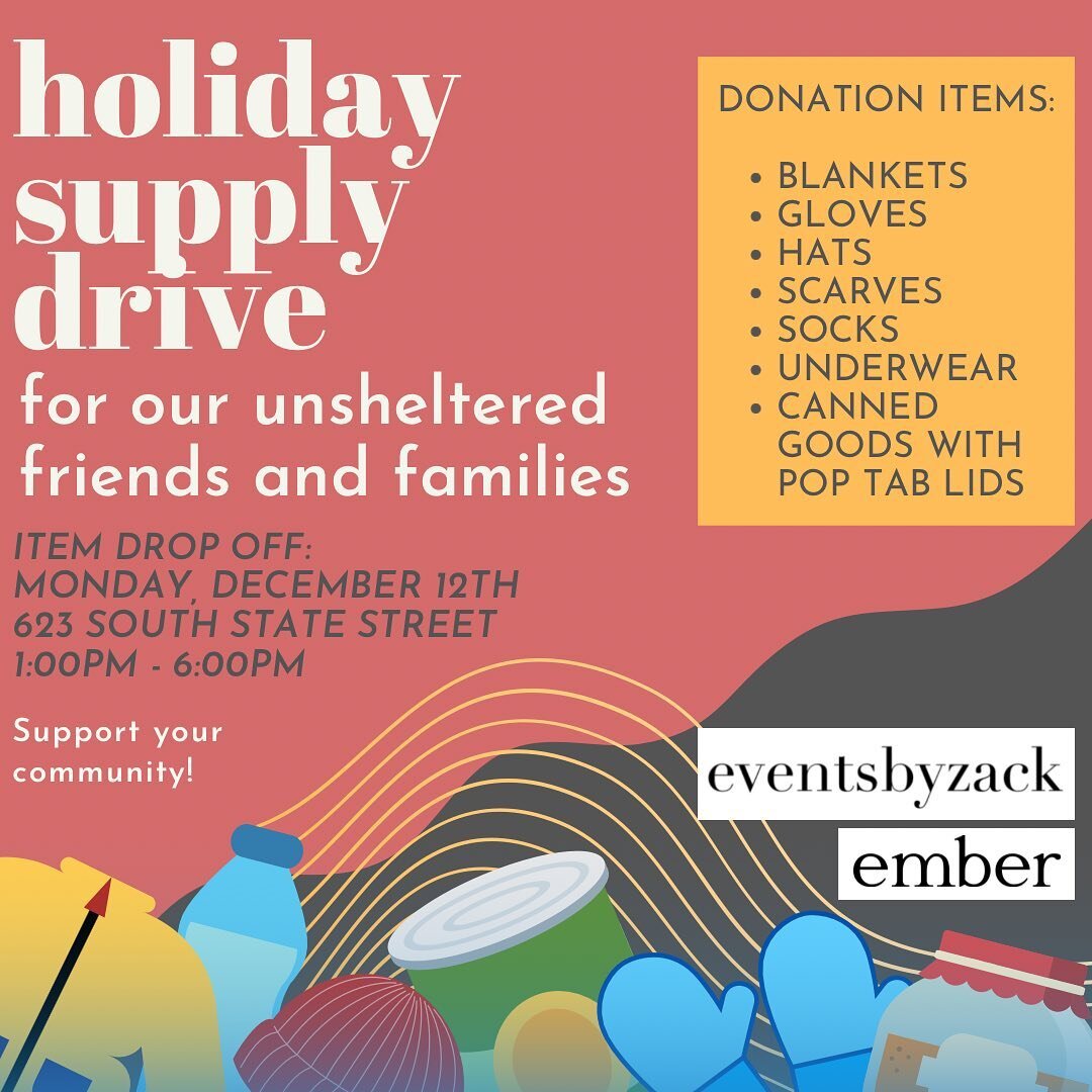 TOMORROW :: support our unsheltered community! Drop off supplies from 1pm-6pm @emberslc