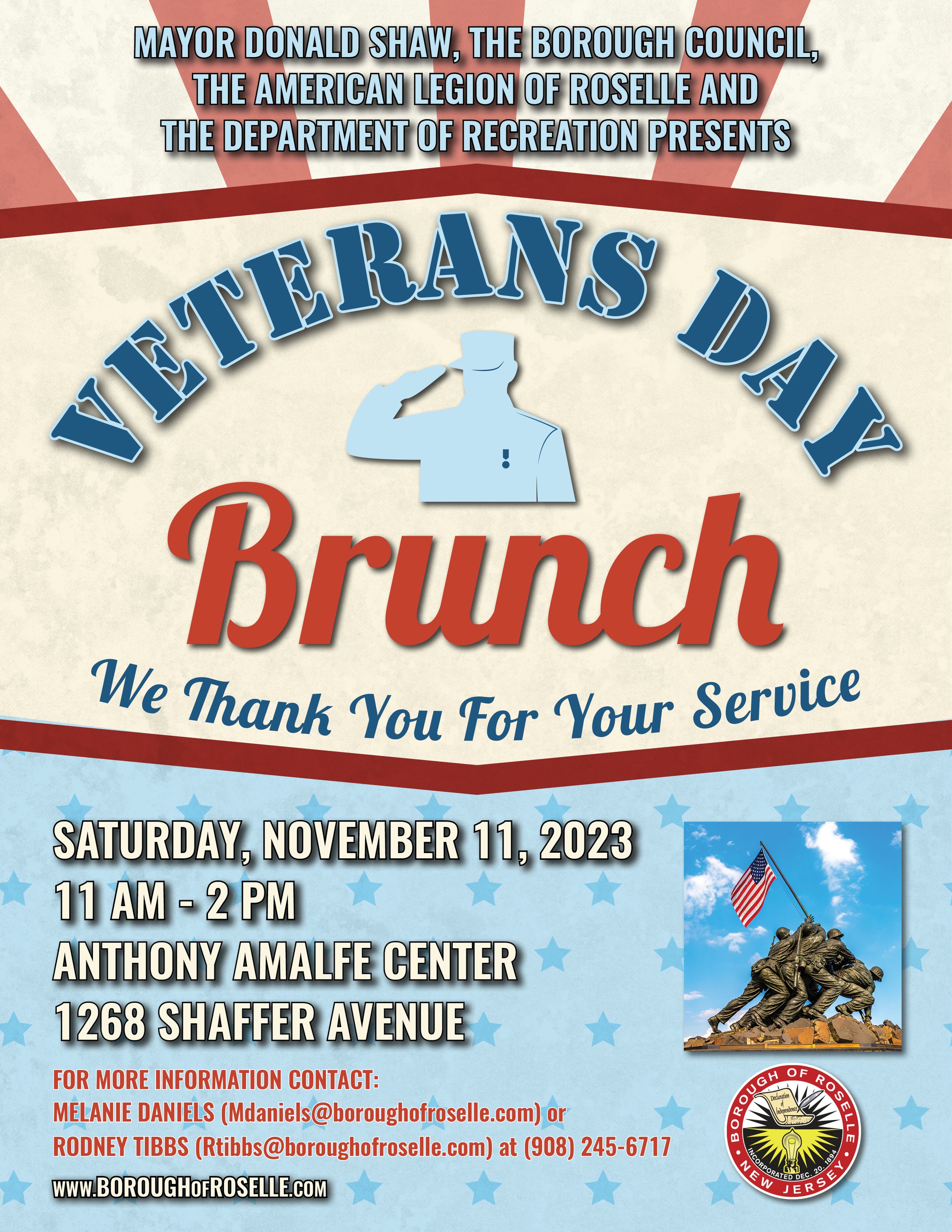 Borough of Roselle Veterans Day brunch flyer