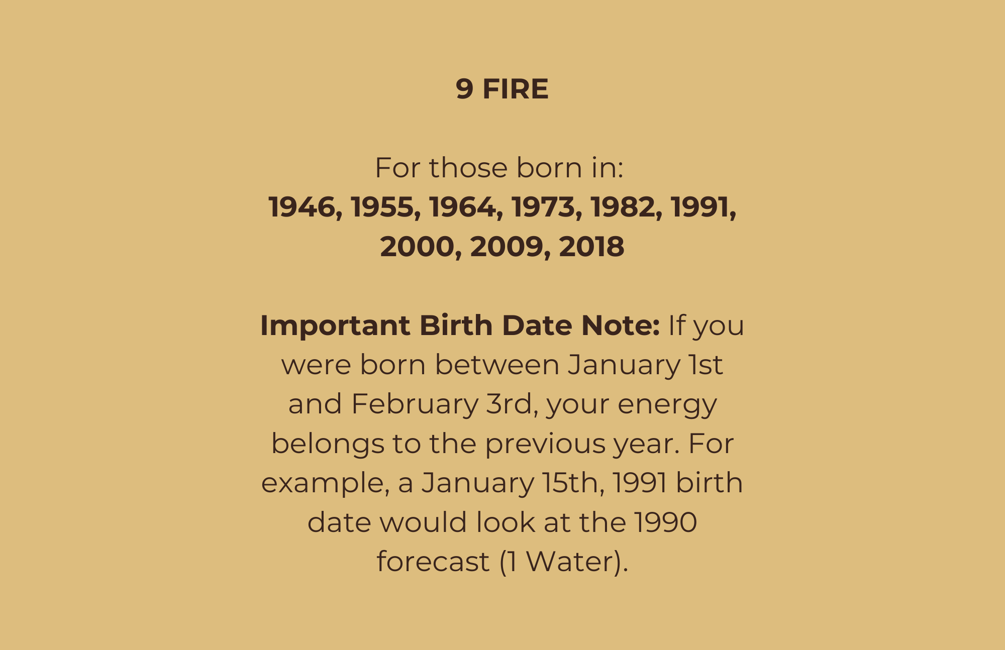 9 Fire in a 4 Wood Year