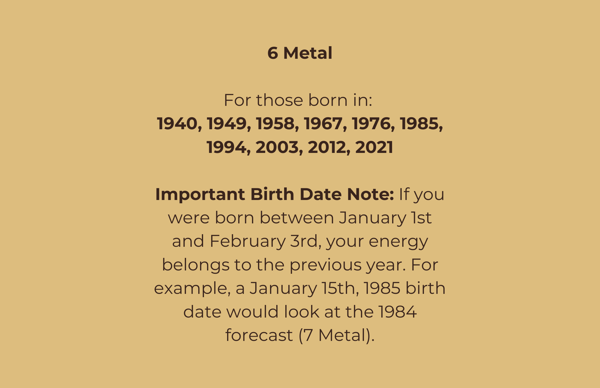 6 Metal in a 1 Water Year