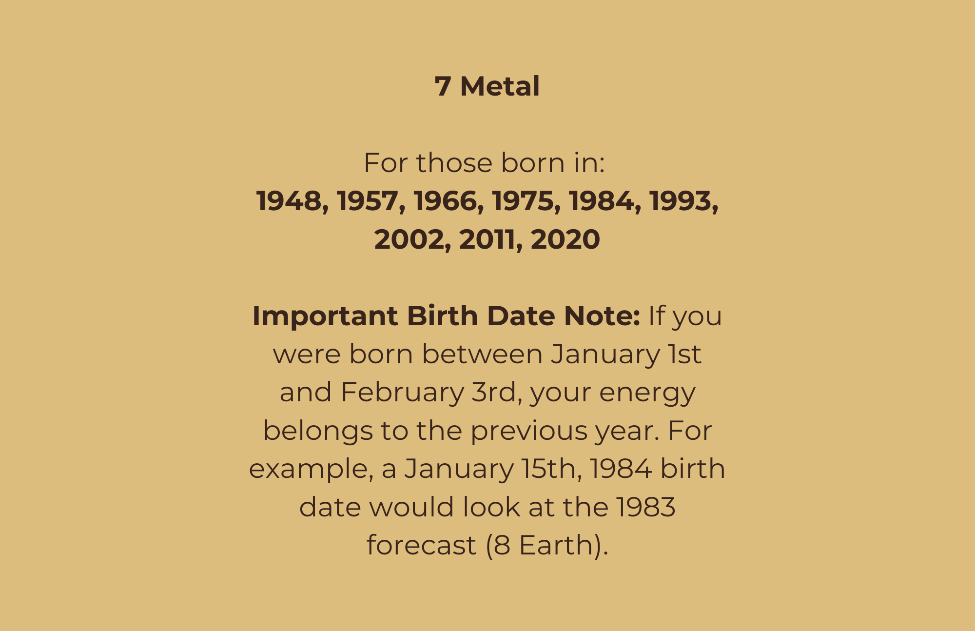 7 Metal in a 2 Earth Year