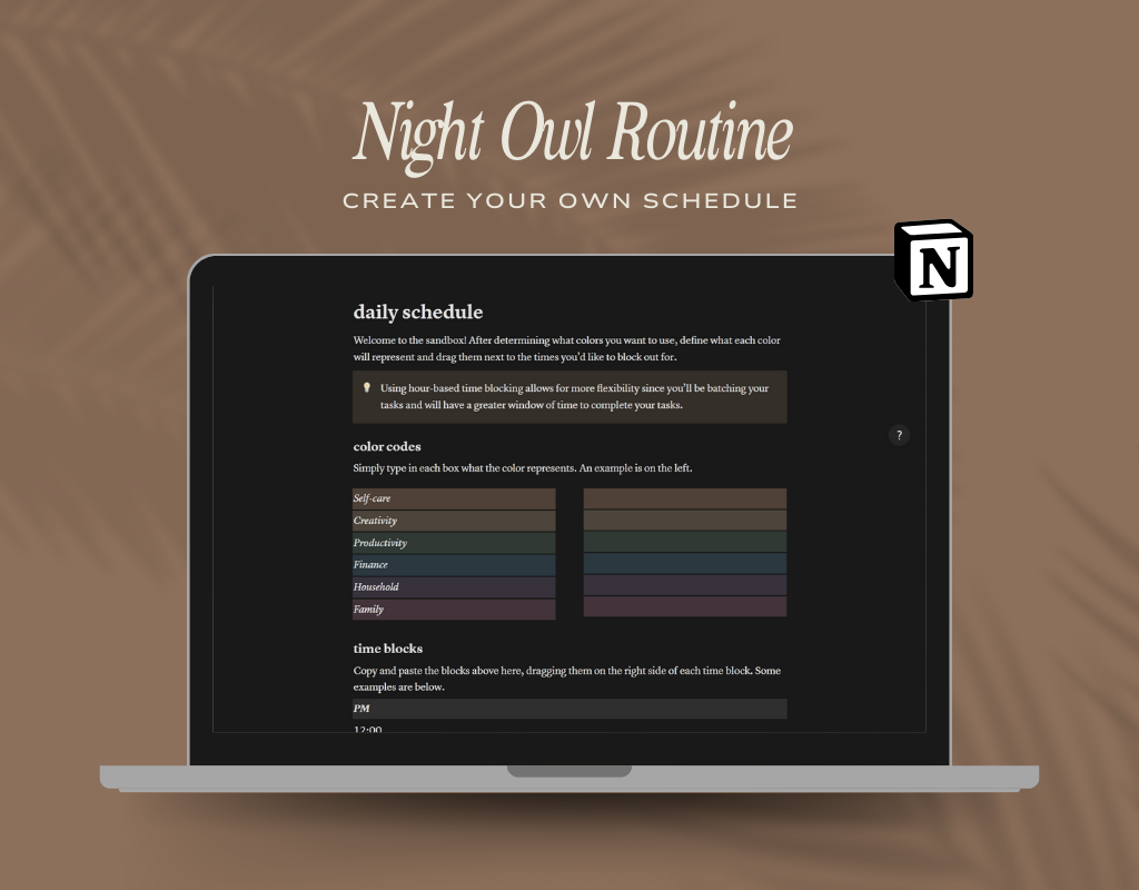 Night Owl Routine Worksheet