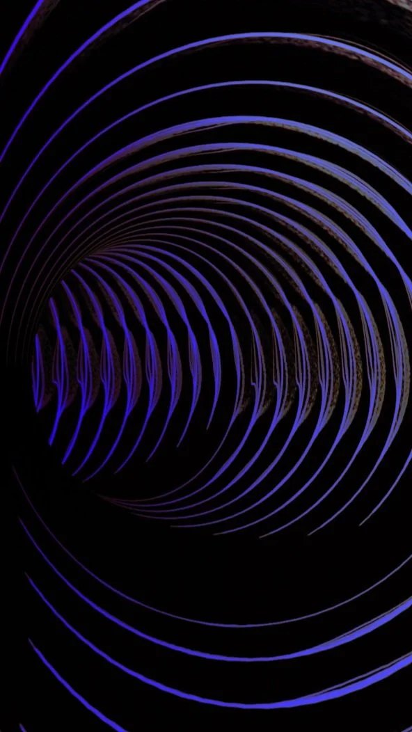 Still frame from my animation content. This is from the show "Arrival" about the Sun being stolen and returned. These circular patterns sweep across the waterfall. 