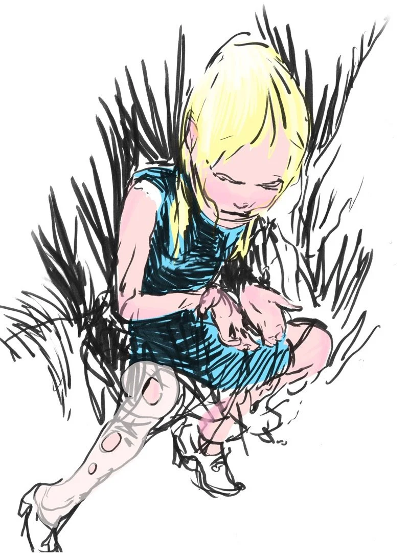A ragged Alice drawn with sharpies. 
