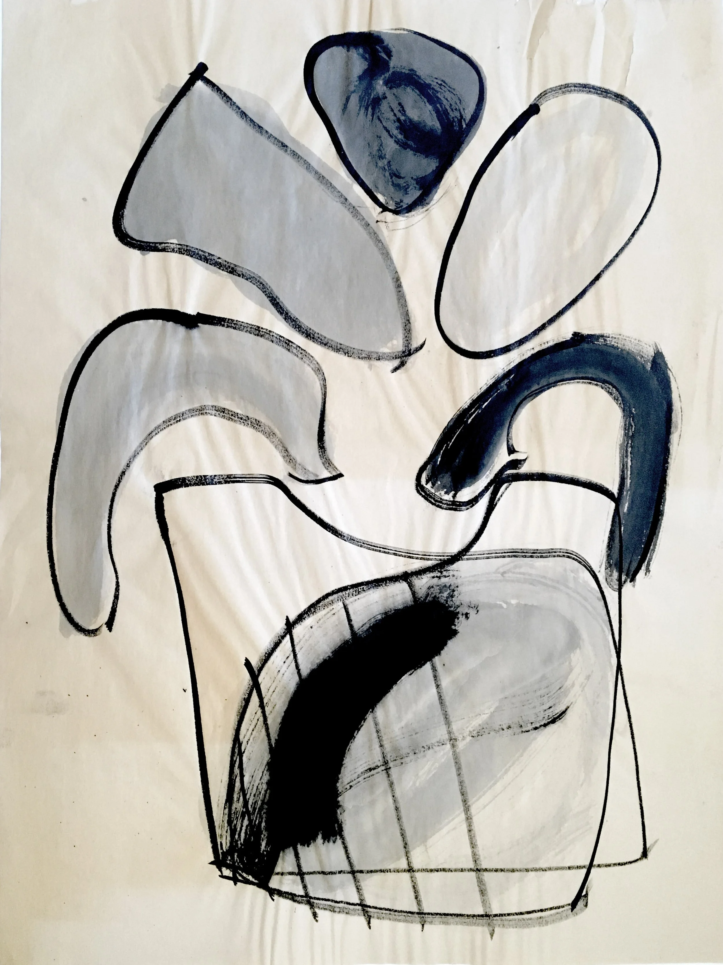 An abstract painting made in ink on newsprint - what does it make you think of? My favorite painters include Willem de Kooning, Piet Mondrian, and Kazimir Malevich. All of these painters engage the question of the nature of abstraction and gesture. C