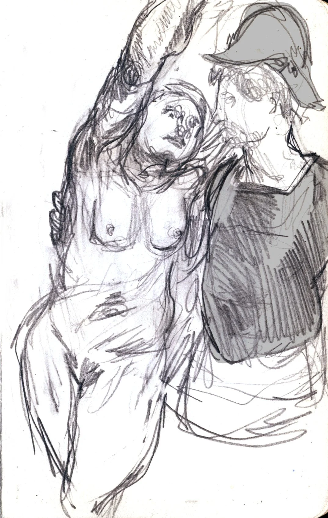 This is a study of a painting by Rembrandt showing Venus and Mars on the battlefield, I think trying to demonstrate a contrast between soft affection of Venus and Mars' armor. They're surrounded by an apocalyptic landscape, and I think what I liked w