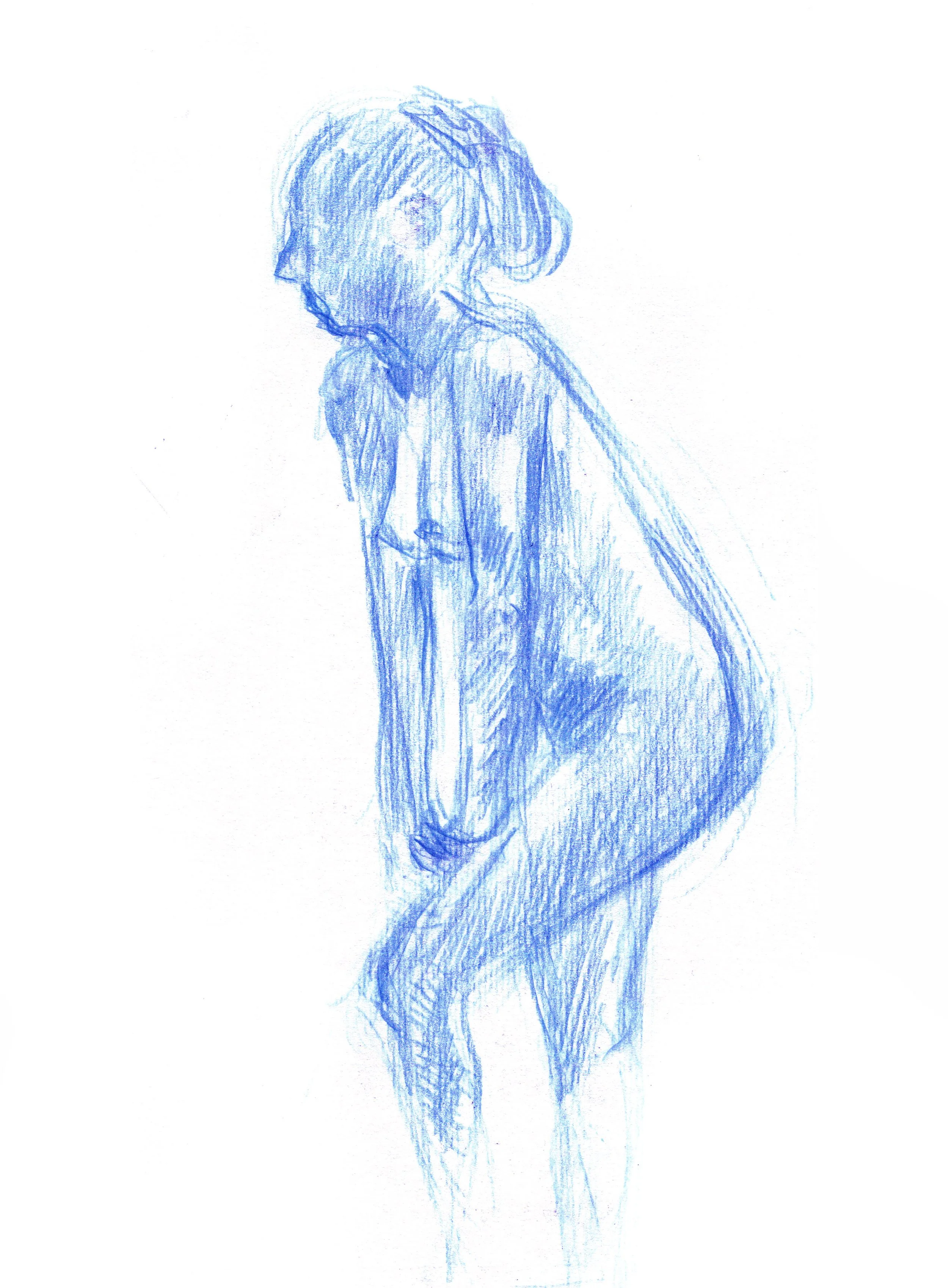 2014, Colored Pencil, Charcoal Fusain|Carboncillo 25.5 lb, 18"x24". 15 minute gesture drawing.