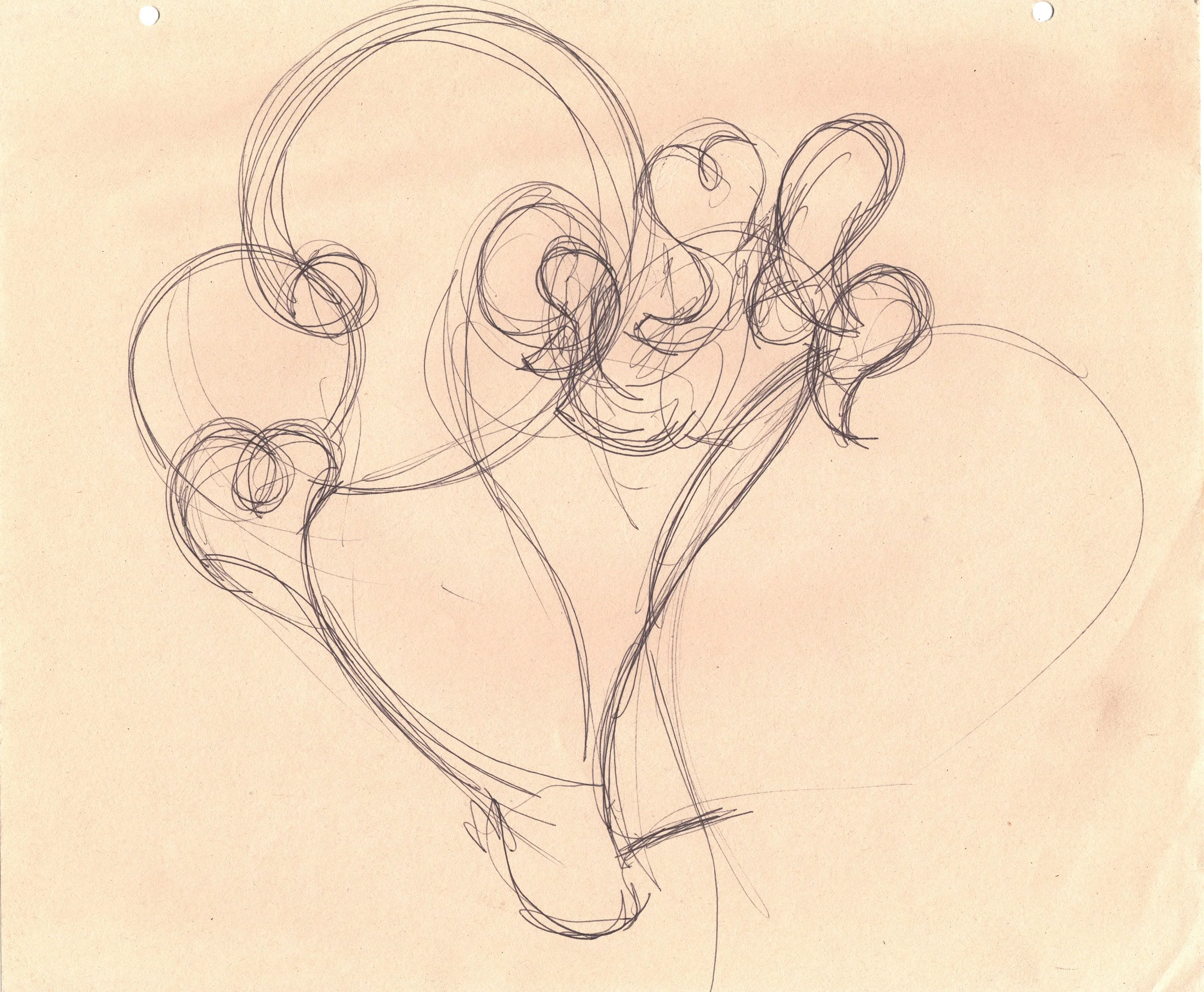 This is a drawing in a series about the ways that animation changed American visual language. Norman Klein explains an interesting idea in his book "7 Minutes" about how the use of cells to produce animation created a new emphasis on contour instead 