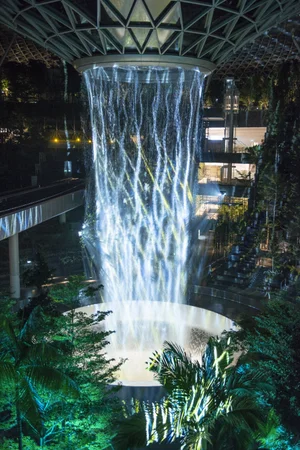 Water works like a rear projection surface, carrying projection 