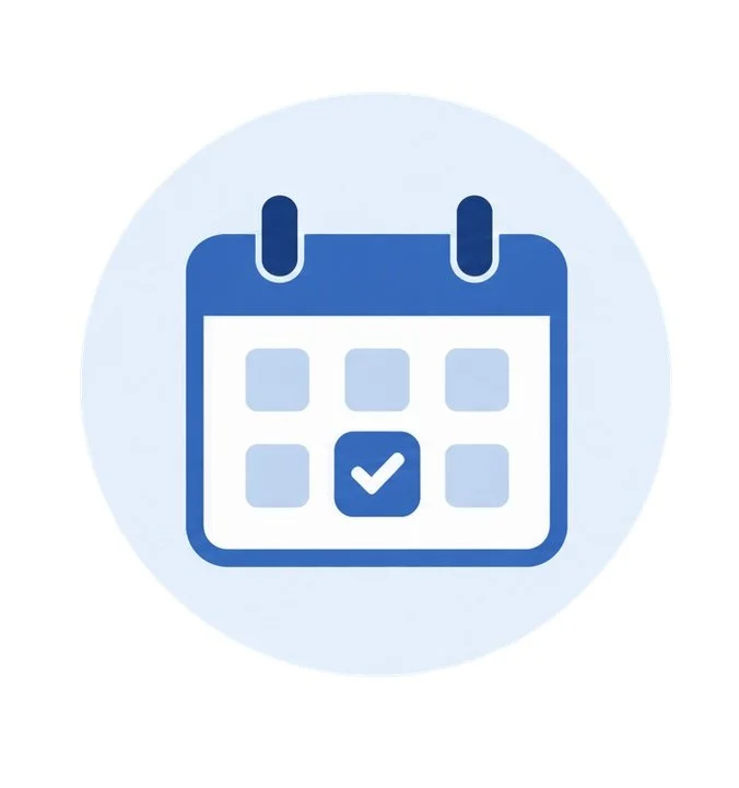 Icon of a calendar with a checkmark on one date