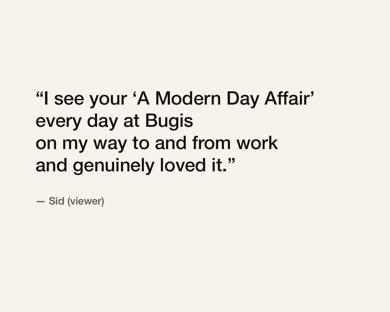 Viewer response to A Modern Day Affair