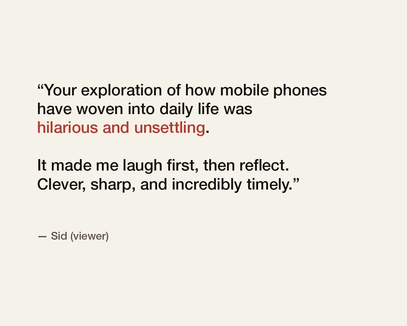 Viewer response to A Modern Day Affair