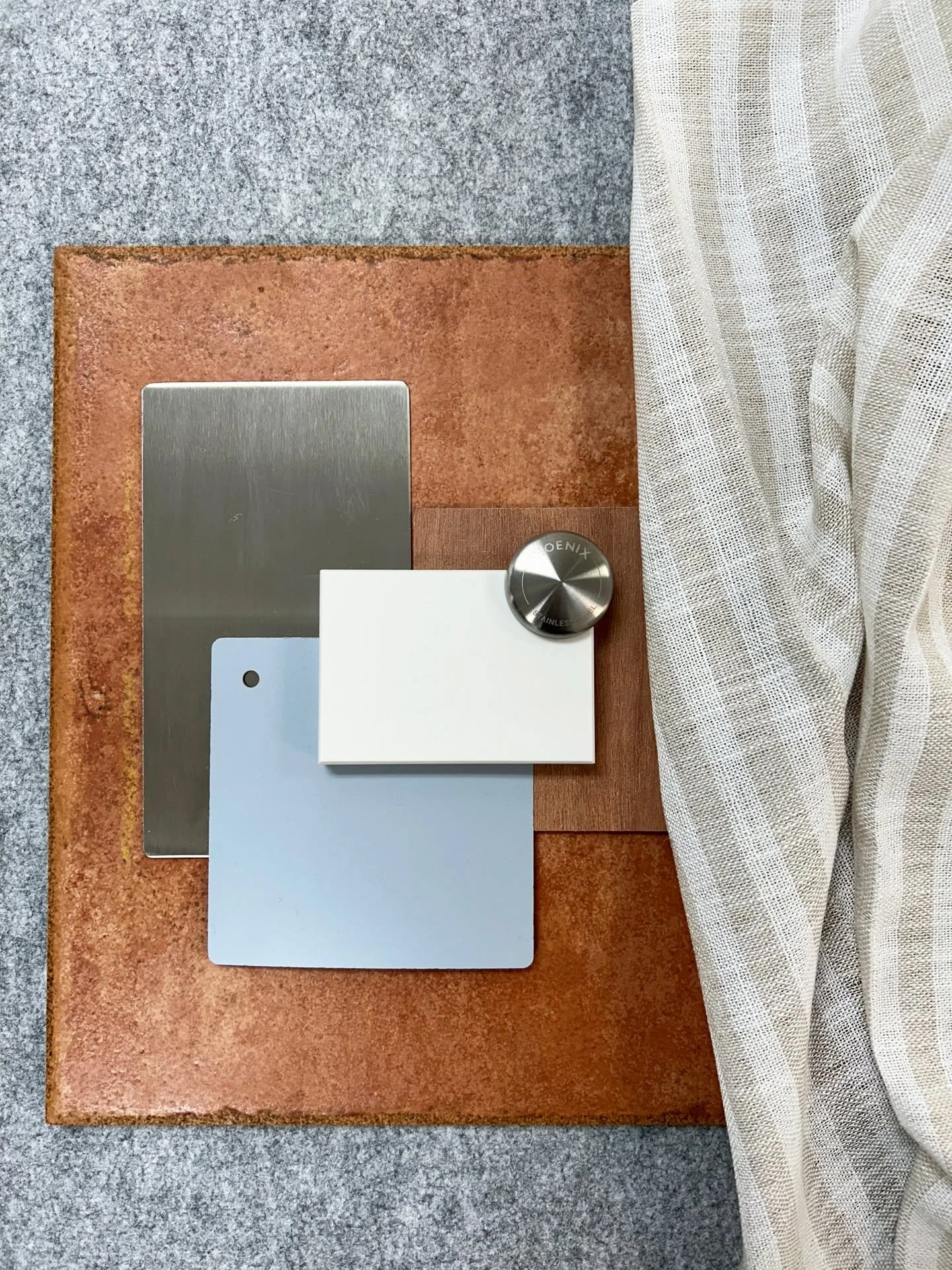 Materials + finishes for our Herbert project.

Stainless steel benchtops provide a practical surface for kitchens and when detailed well, will take it from being a typical commercial kitchen benchtop finish to become ultra sleek in a residential sett