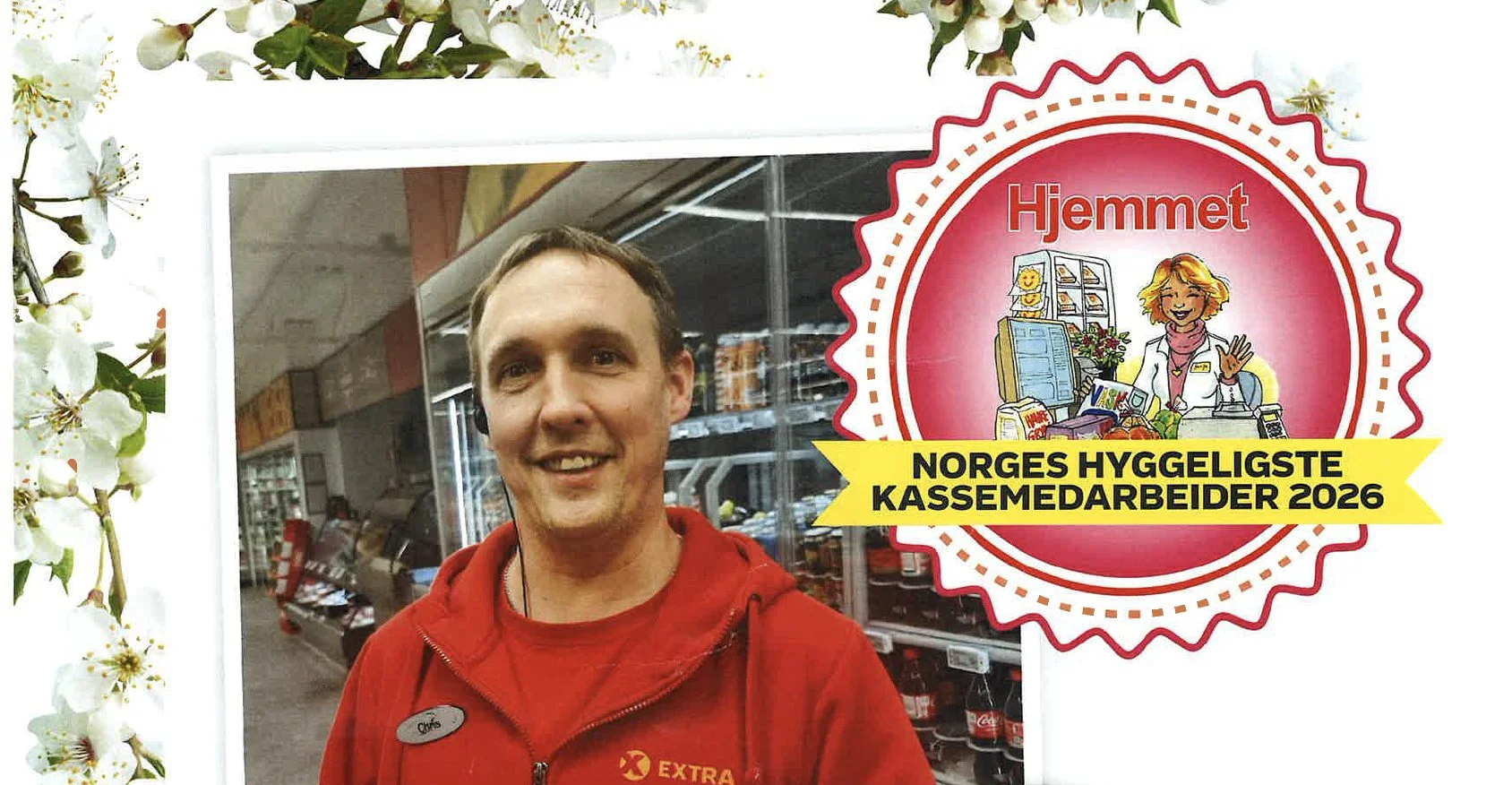 Chris René Bratland fra Extra Korgen er finalist i “Norges hyggeligste kassemedarbeider” – for andre år på rad