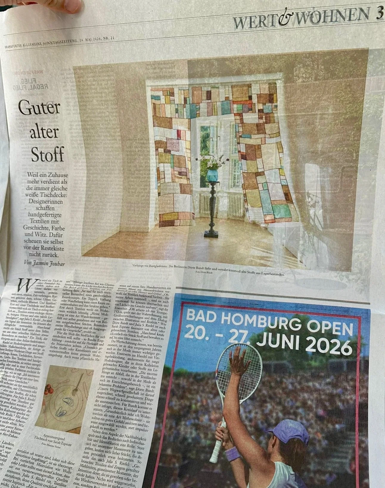 Pleased to report that textile arts are gaining attention in the German news! 🤌🏽😜

Thank you @jasminjouhar and @faz for highlighting sustainable textile practices and for featuring my work alongside that of @sarahespeute and @jsr__studio in last S