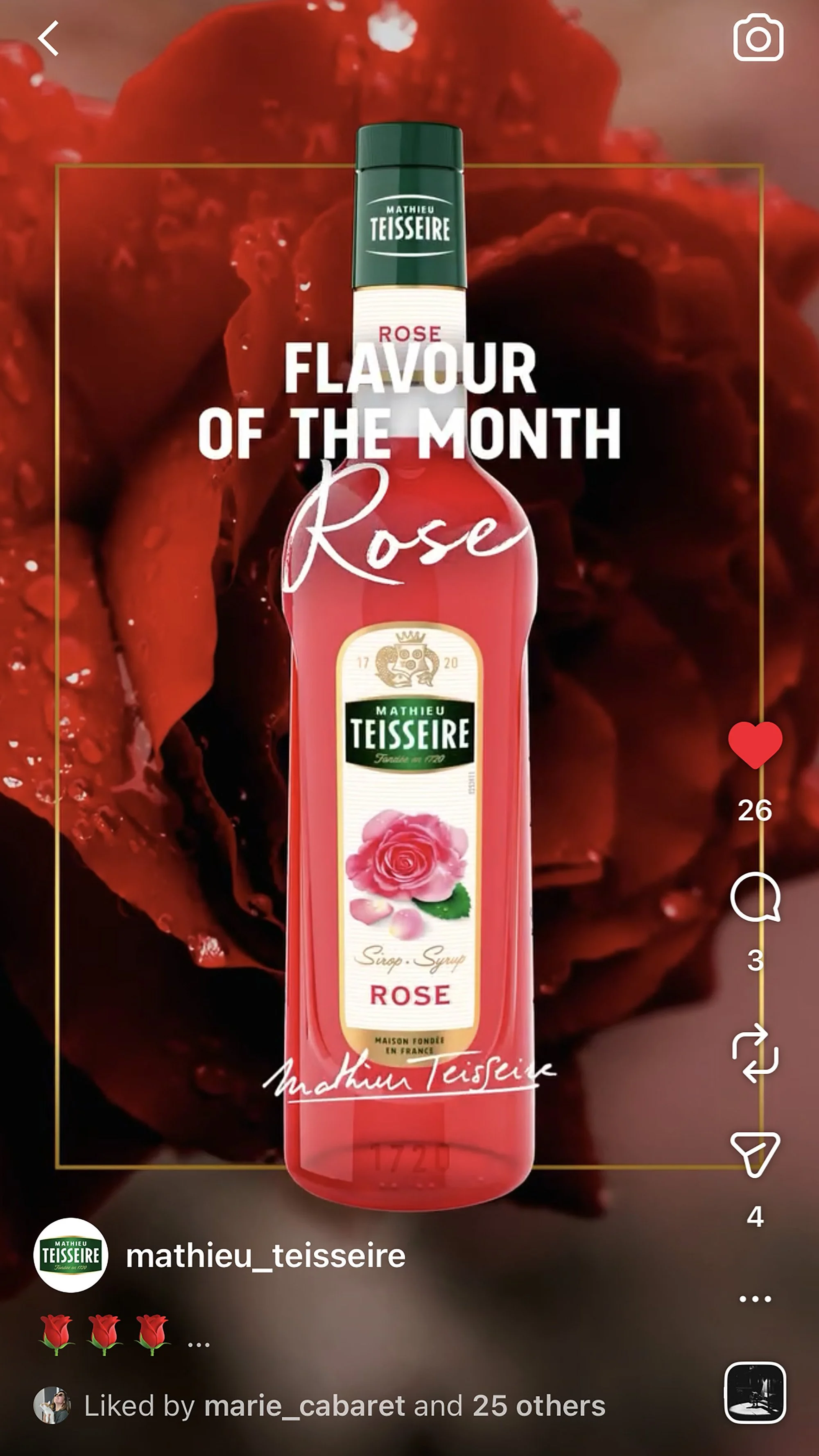 Mathieu Teisseire rose syrup bottle