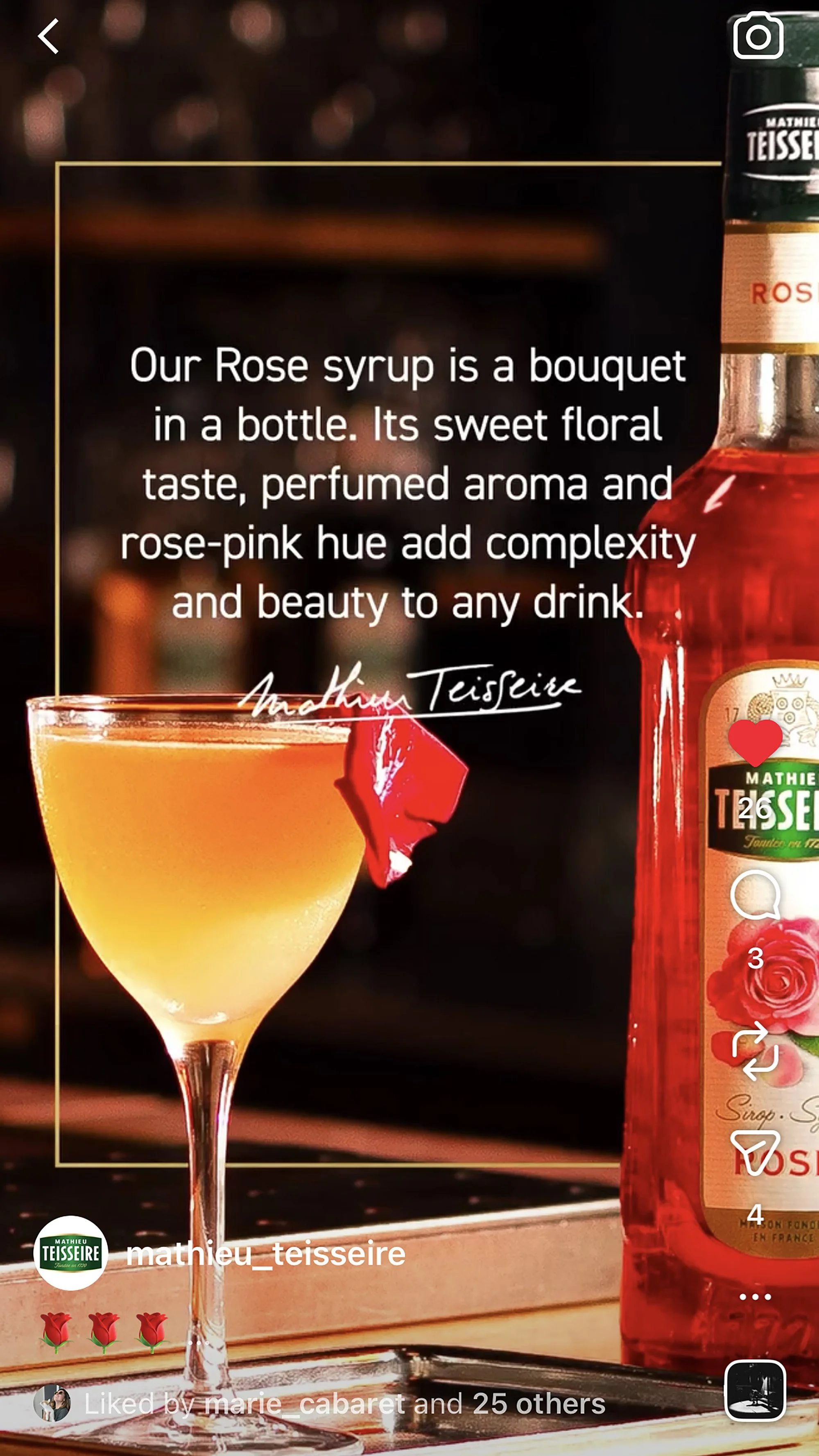 Rose flavoured cocktail