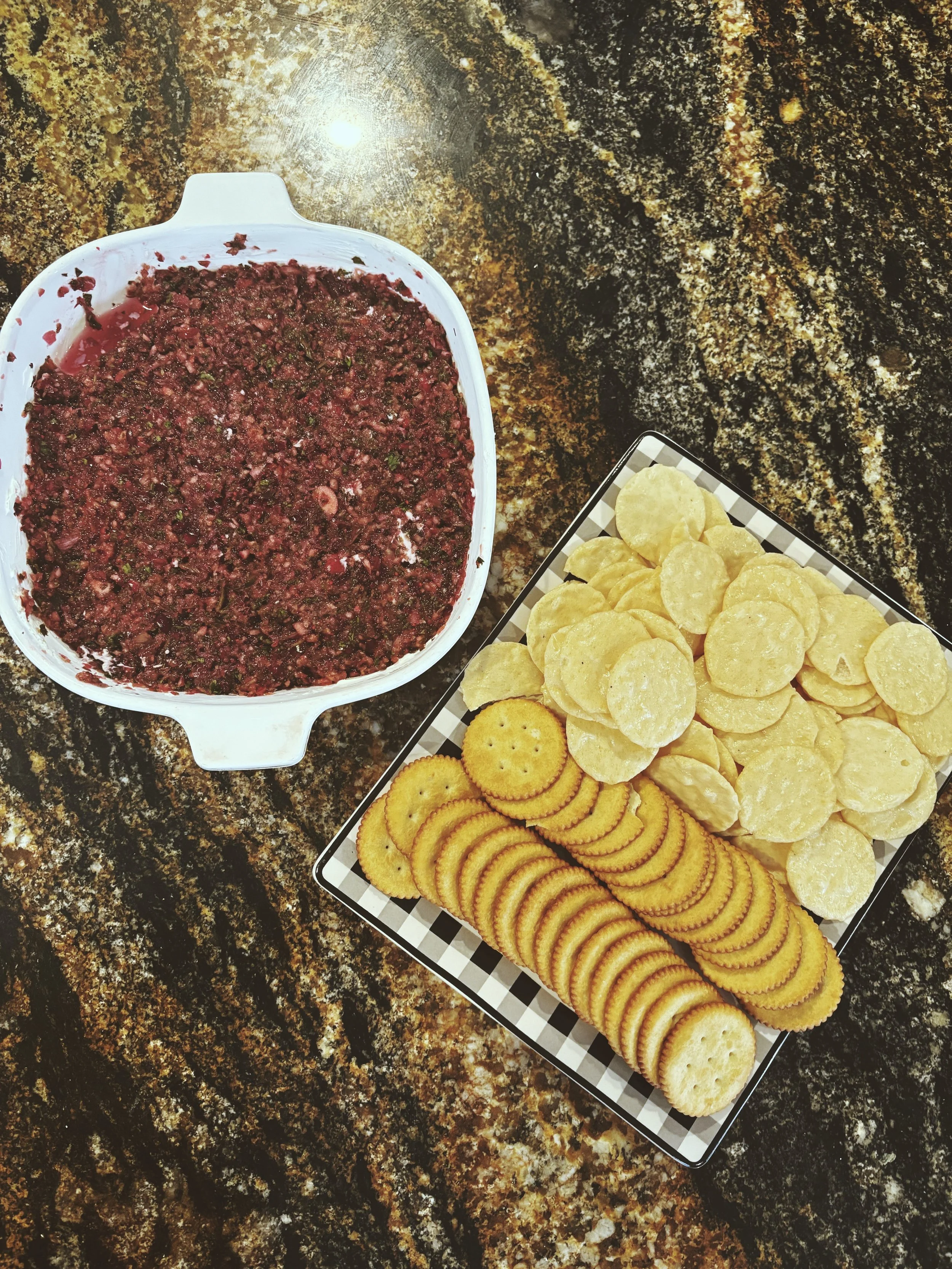 Sweet and Spicy Cranberry Salsa with Cream Cheese