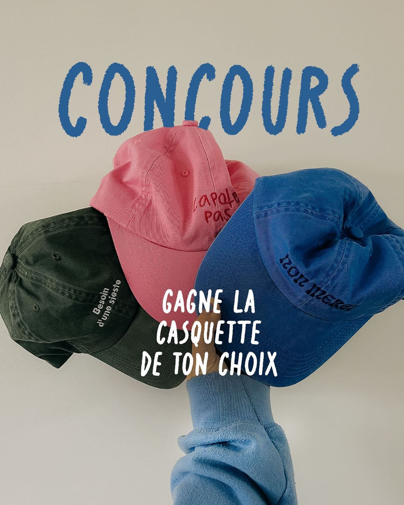 Vous avez tellement aim&eacute; les nouveaux mod&egrave;les de casquette que j&rsquo;ai eu envie de vous faire un cadeau pour vous remercier 🤭🧢

Cours la chance de gagner la casquette de ton choix! Peut-&ecirc;tre que tu auras la chance d&rsquo;avo