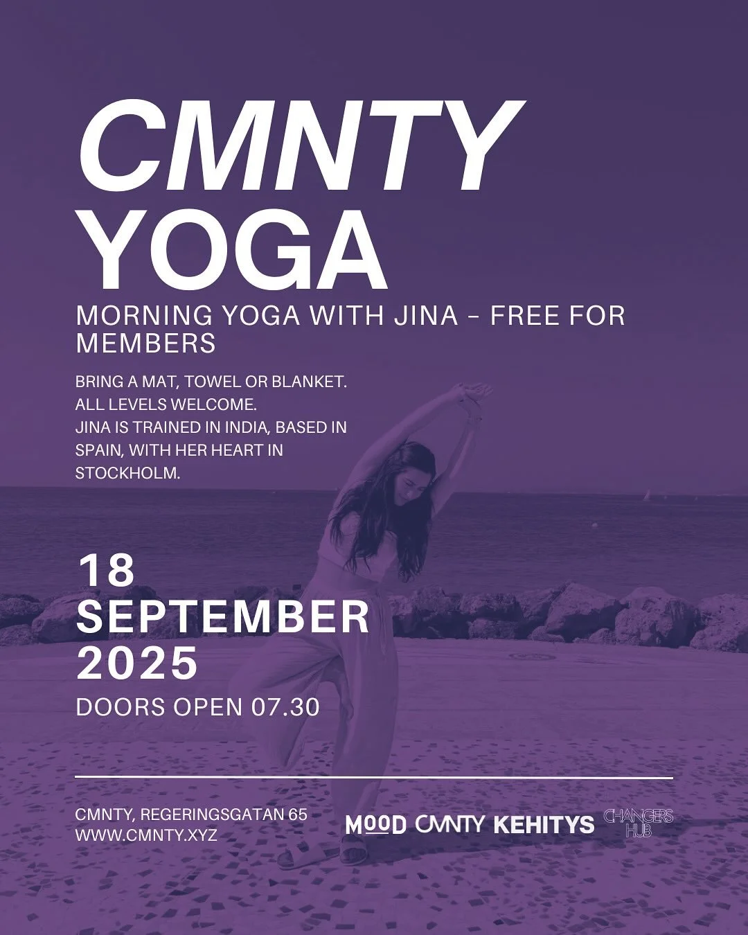 🧘&zwj;♀️ Yoga med @yoga.jina p&aring; CMNTY 🧘&zwj;♂️

Vi bjuder in v&aring;ra medlemmar till en kostnadsfri yogastund med Jina, utbildad i Indien, verksam i Spanien och med hj&auml;rtat i Stockholm.

Kom som du &auml;r, ta med matta, filt eller han