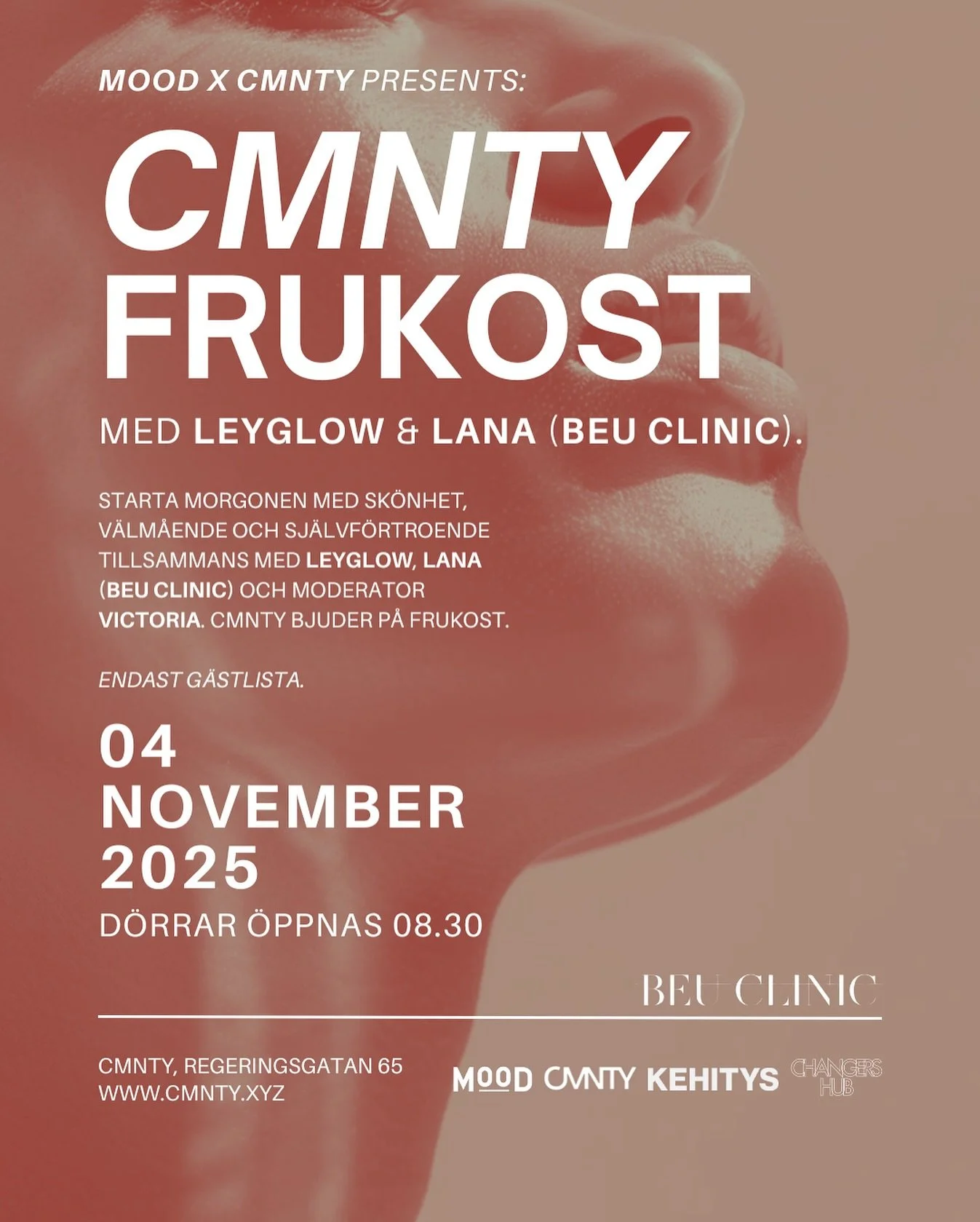 CMNTY &amp; @moodstockholm bjuder in till frukost med @beuclinic.se &amp; @leyglow den 4 november hos oss p&aring; Regeringsgatan 65 ✨

En morgon fylld med samtal om sk&ouml;nhet, v&auml;lm&aring;ende och sj&auml;lvf&ouml;rst&aring;else &ndash; tills
