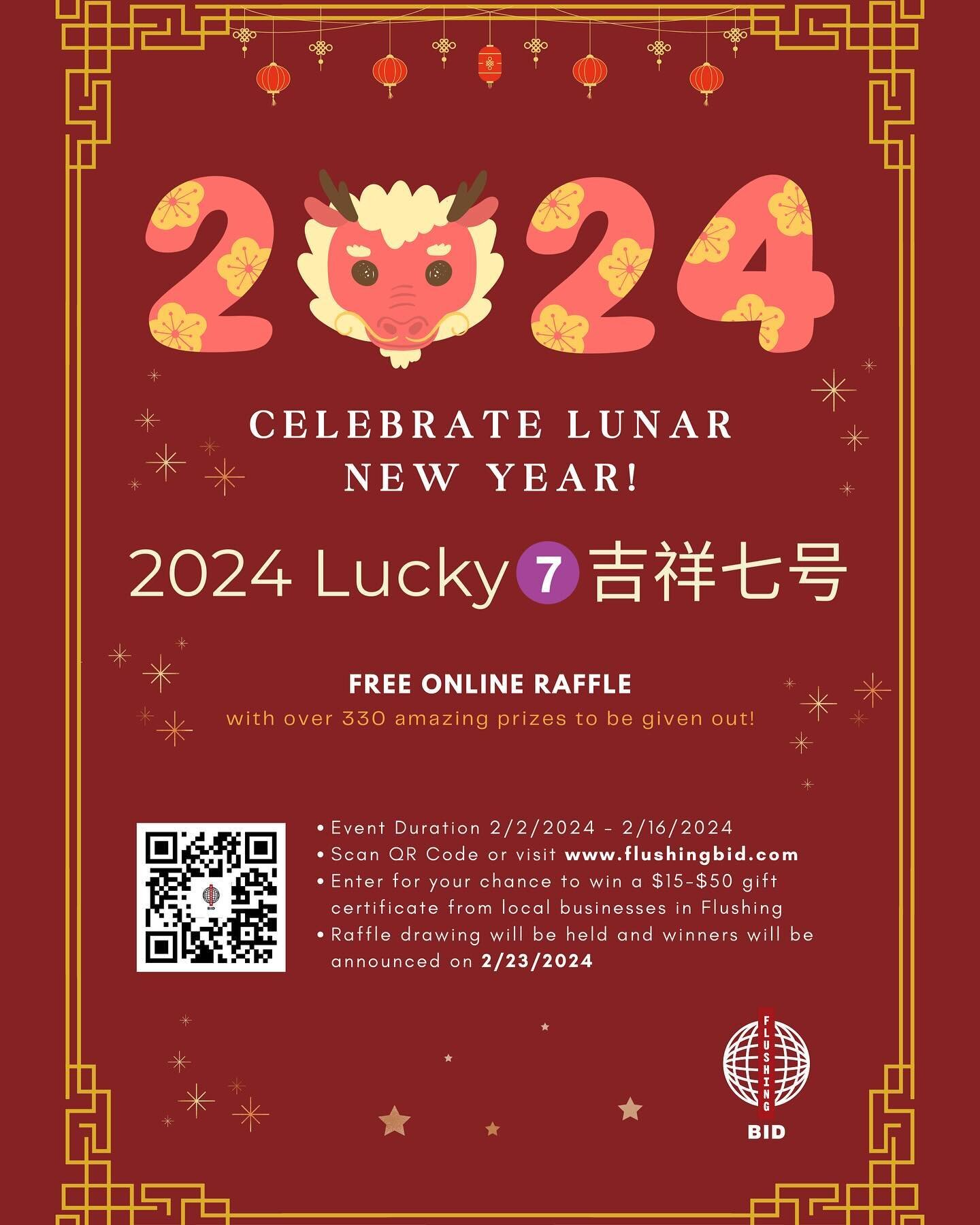 🎉 Ring in the Lunar New Year with #FlushingBID&rsquo;s exciting Lucky7 Raffle! 🏮✨ Support local businesses and explore Downtown Flushing like never before. Enter the FREE online raffle for a chance to win fabulous prizes from 16 featured businesses