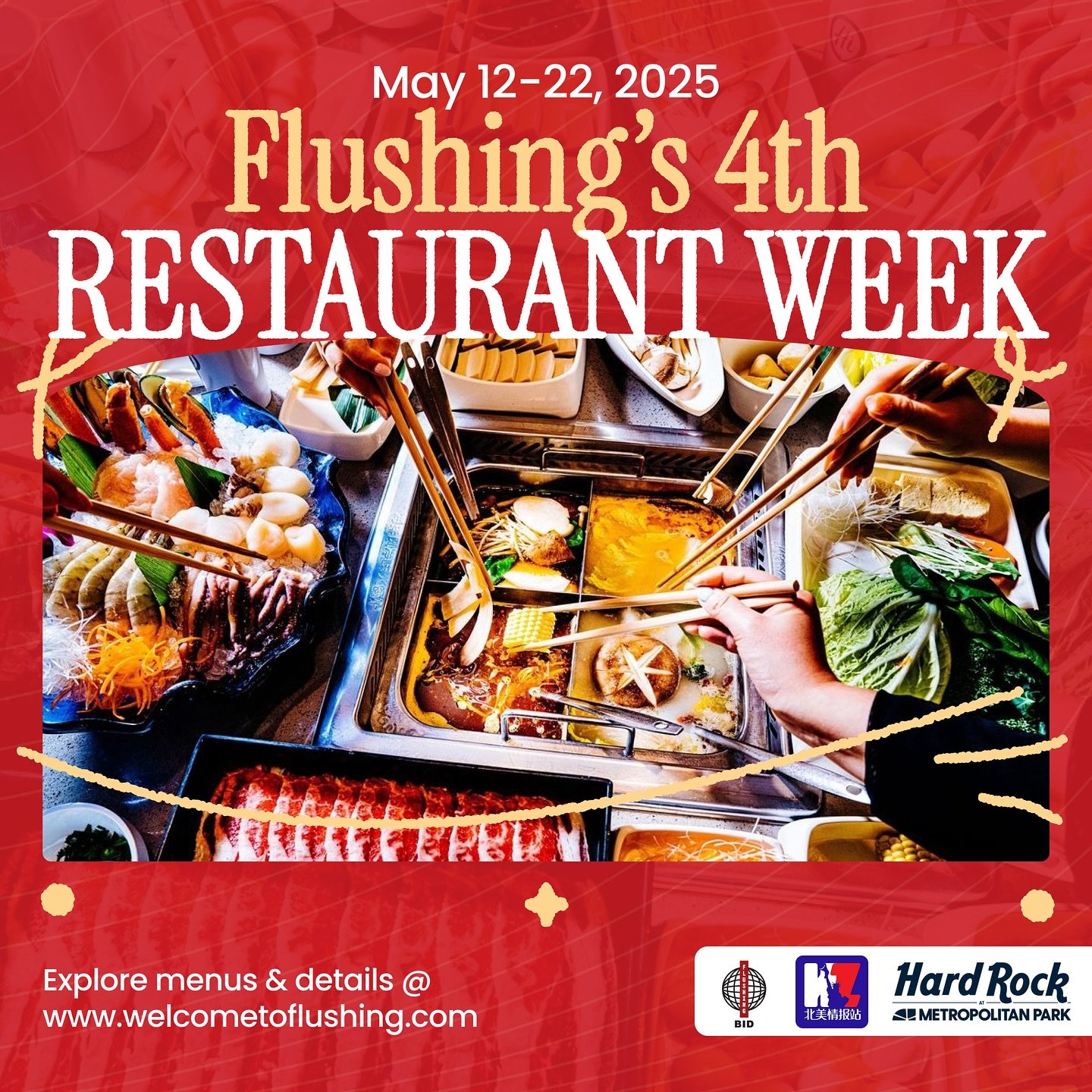 🍴Flushing foodies, it&rsquo;s go time!🥢

Flushing&rsquo;s 4th Annual Restaurant Week is serving up the goods from May 12&ndash;22, 2025 &mdash; and trust us, your taste buds won&rsquo;t want to miss this.

What&rsquo;s on the menu?
🍲 Hot pot? Chec