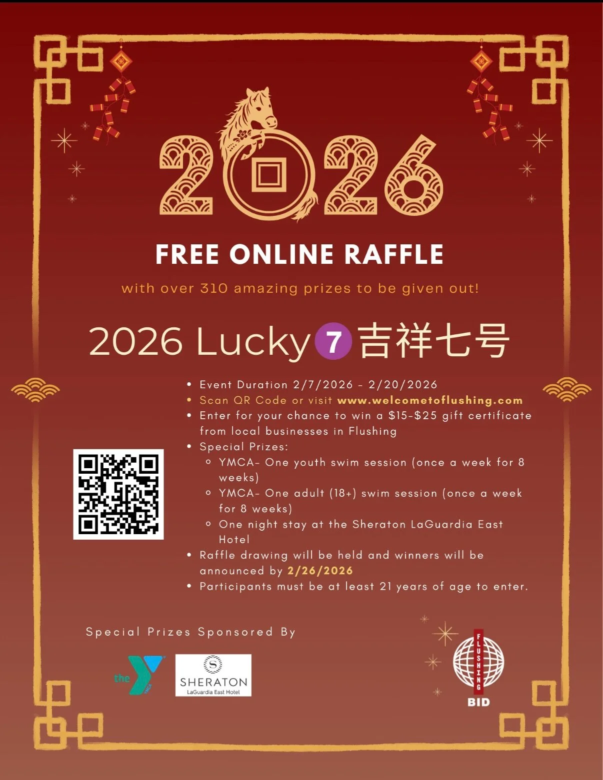 ✨🐴 LUCKY 7 IS BACK IN 2026 🧧✨

We&rsquo;re ringing in the Lunar New Year with our 2026 Lucky 7 吉祥七号 FREE Online Raffle, and it&rsquo;s bigger than ever!

From February 7 to February 20, 2026, enter for your chance to win 310+ prizes from amazing lo