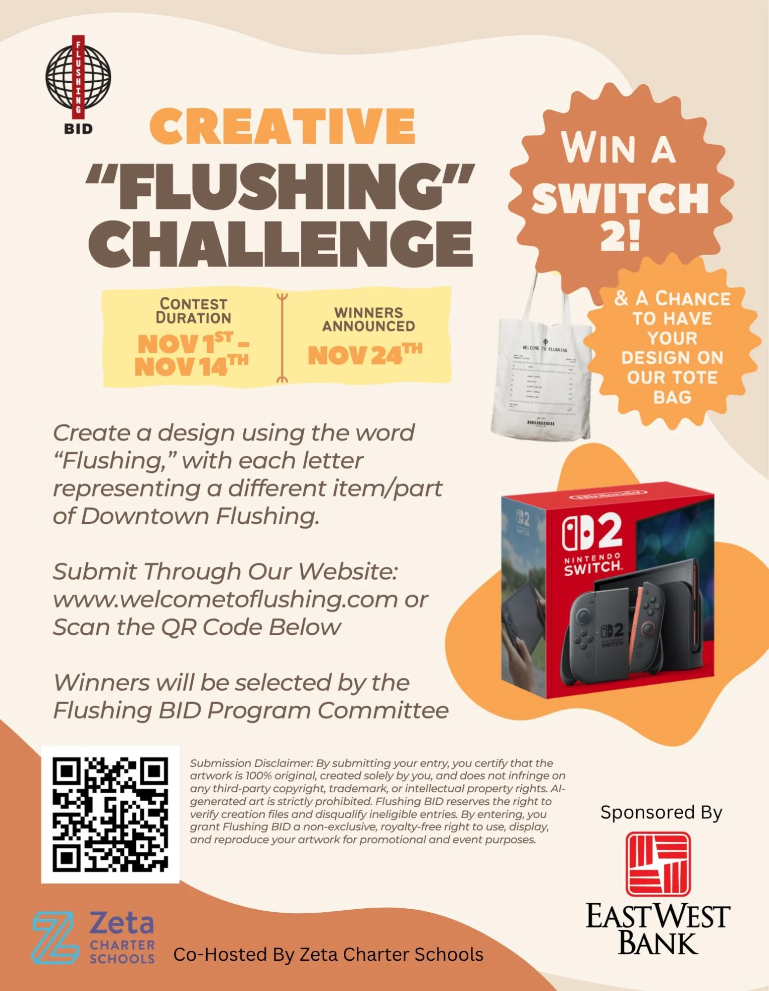 Eight letters. So many ways to tell Flushing&rsquo;s story! 🎨✨

Our Creative &ldquo;FLUSHING&rdquo; Challenge is coming! Turn each letter in FLUSHING into a different item or part of Downtown Flushing. Think favorite foods, familiar sights, and the 