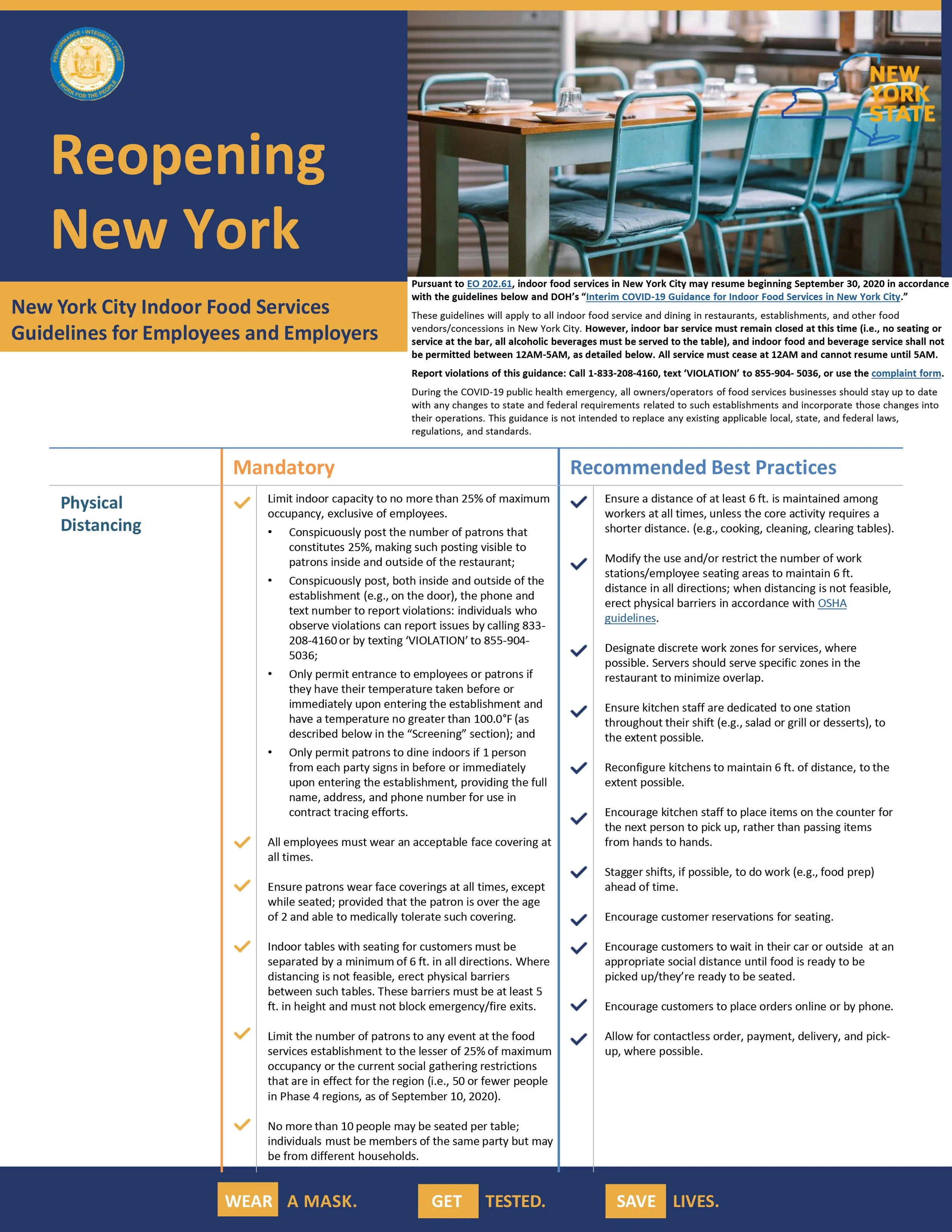 New York City Indoor Dining Guidelines & Frequently Asked Questions