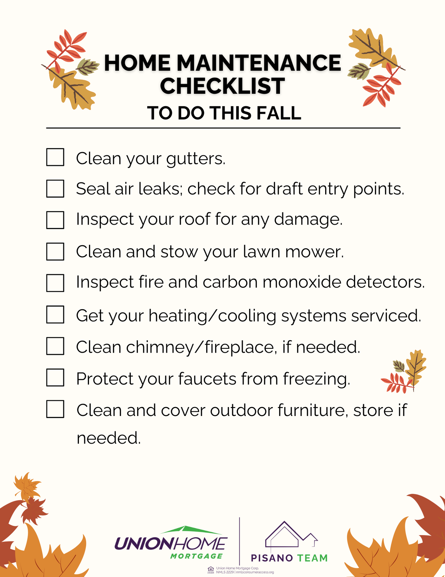 Fall Maintenance Checklist — Pisano Team