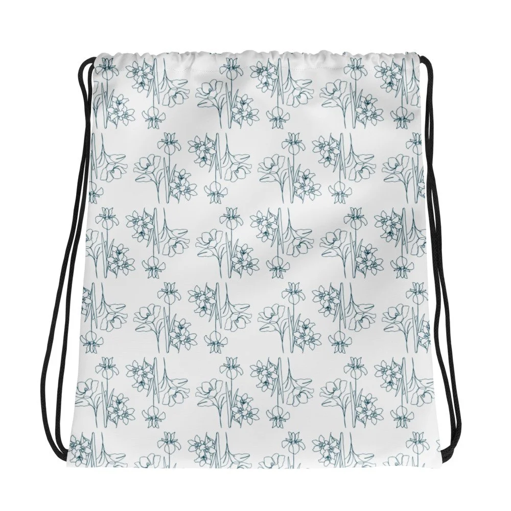 30th Fleurs Drawstring Bag