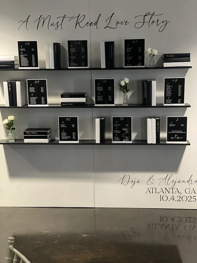 Wedding Seating Chart Atlanta with Bookshelves Togather Events Co