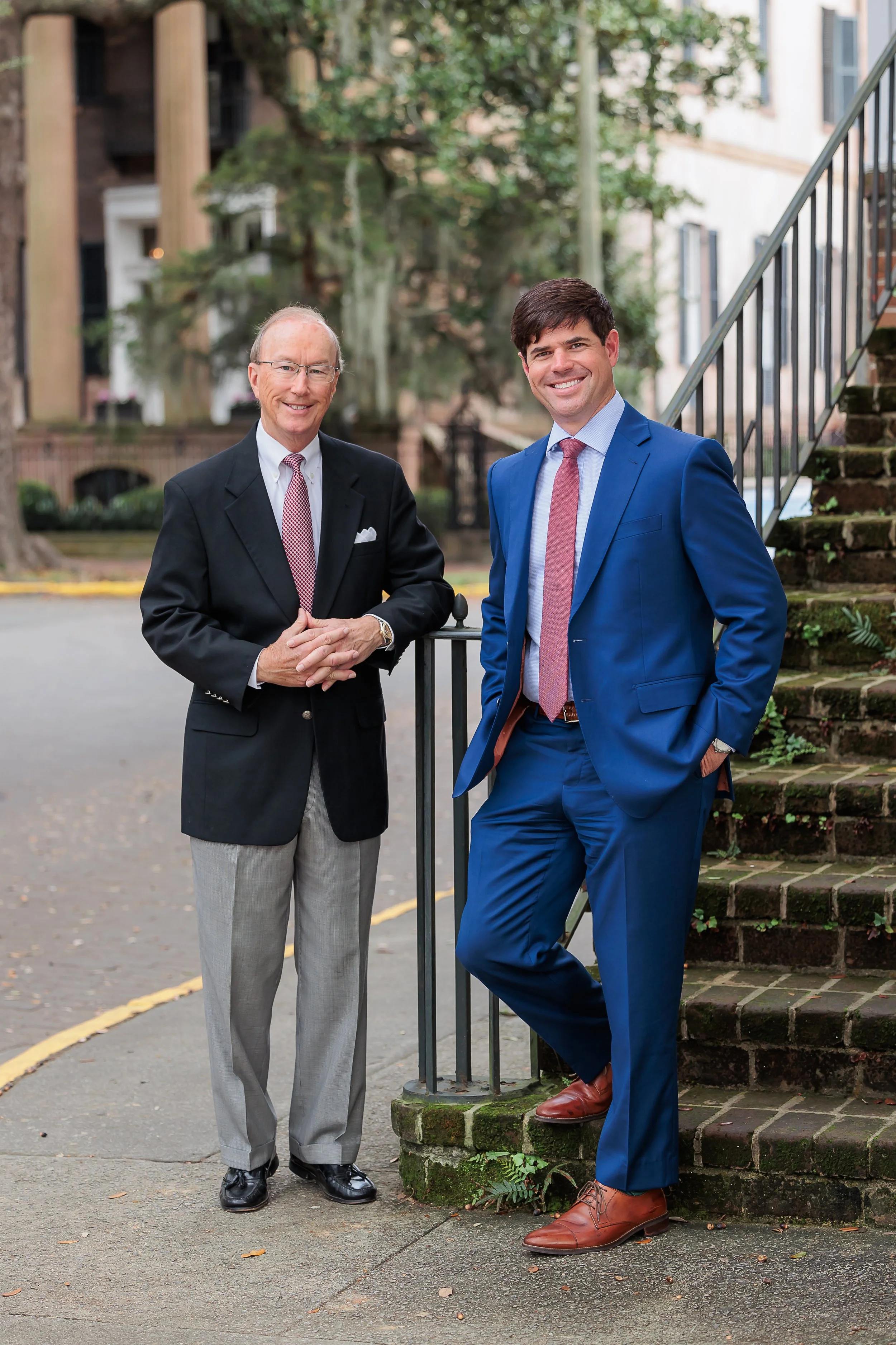 Savannah, GA, Professional Headshot Photographer, Lisa Barksdale, two business partners standing by a staircase.