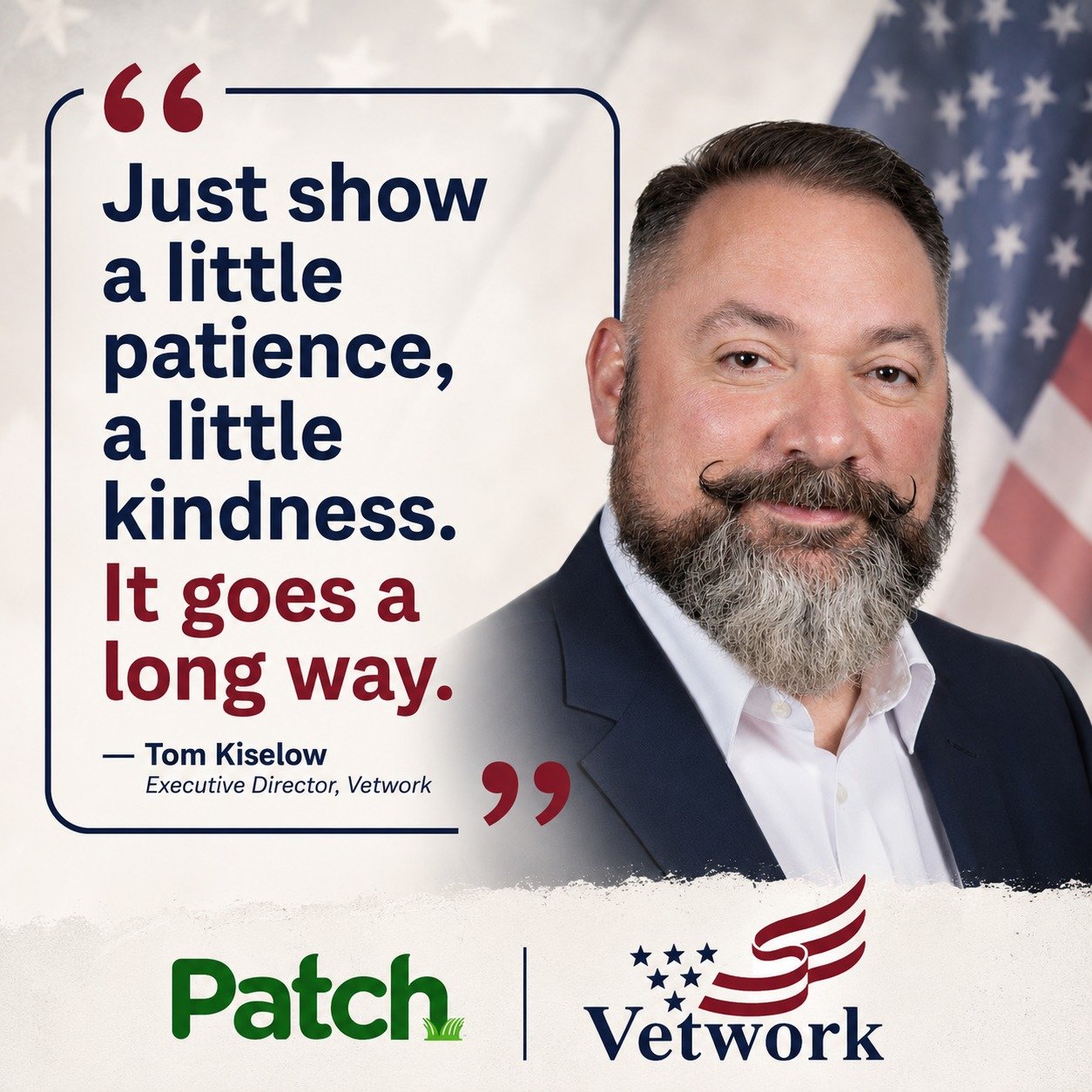 Today, Vetwork was featured in Patch highlighting our work in the community! Check out the interview from our Director, Tom Kiselow here: vetwork.org/patch (link in bio)