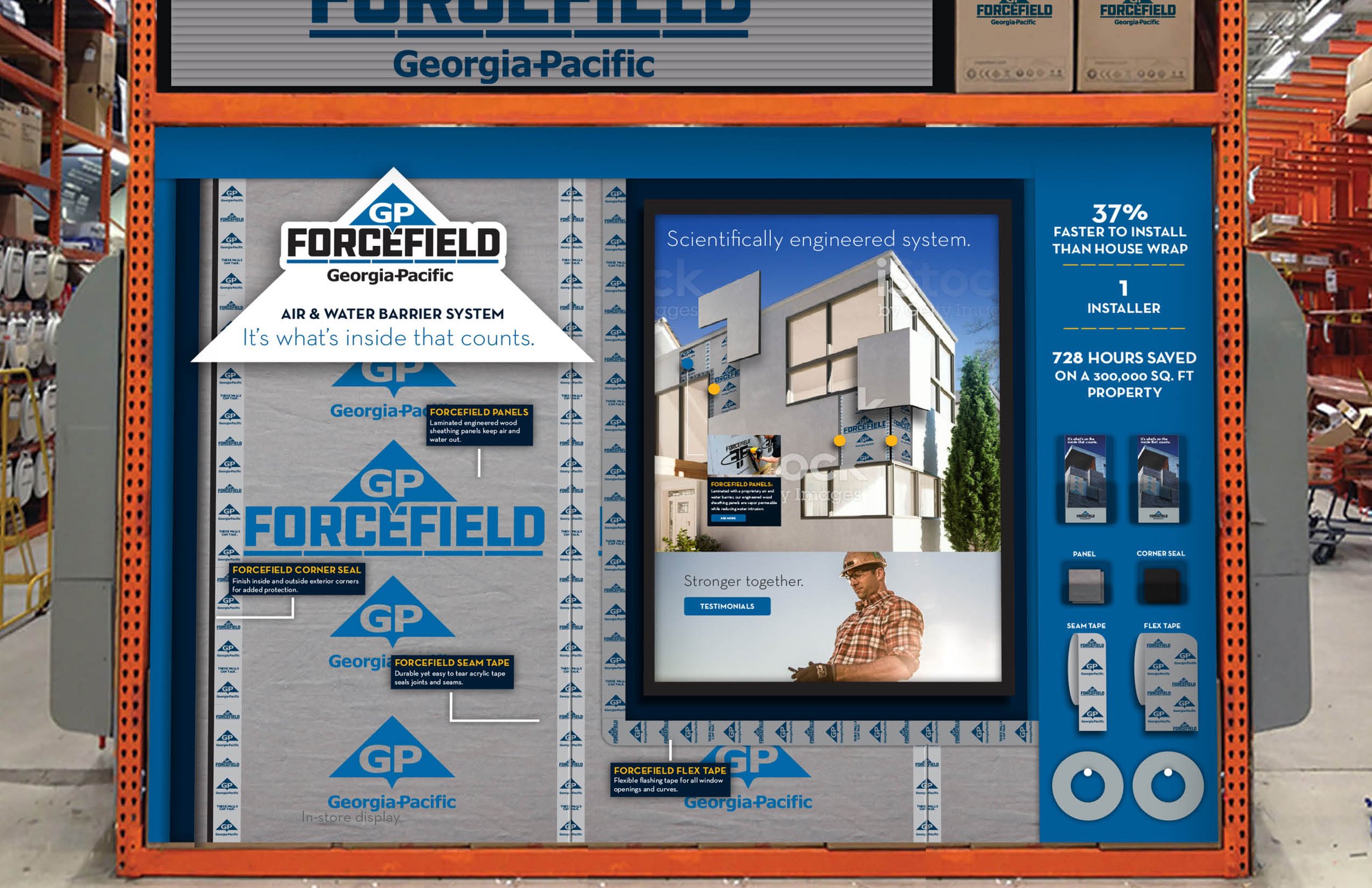 In-store display with interactive screen
