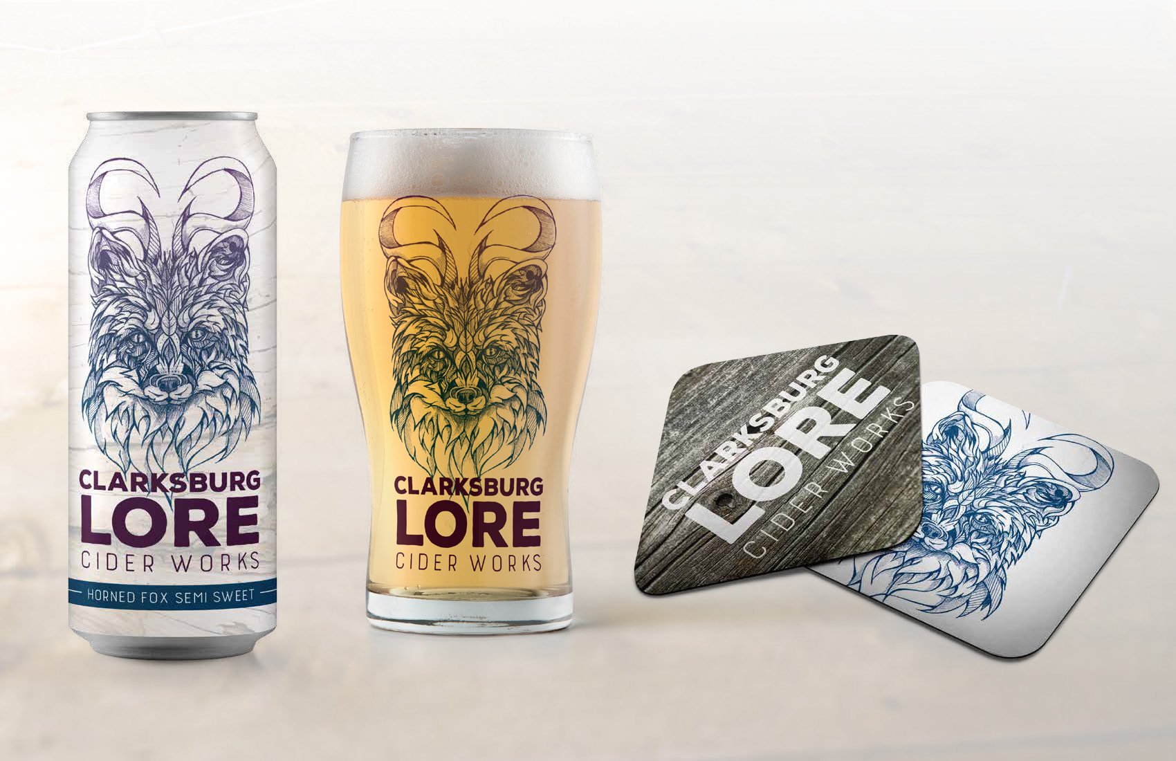Taproom glass and coasters