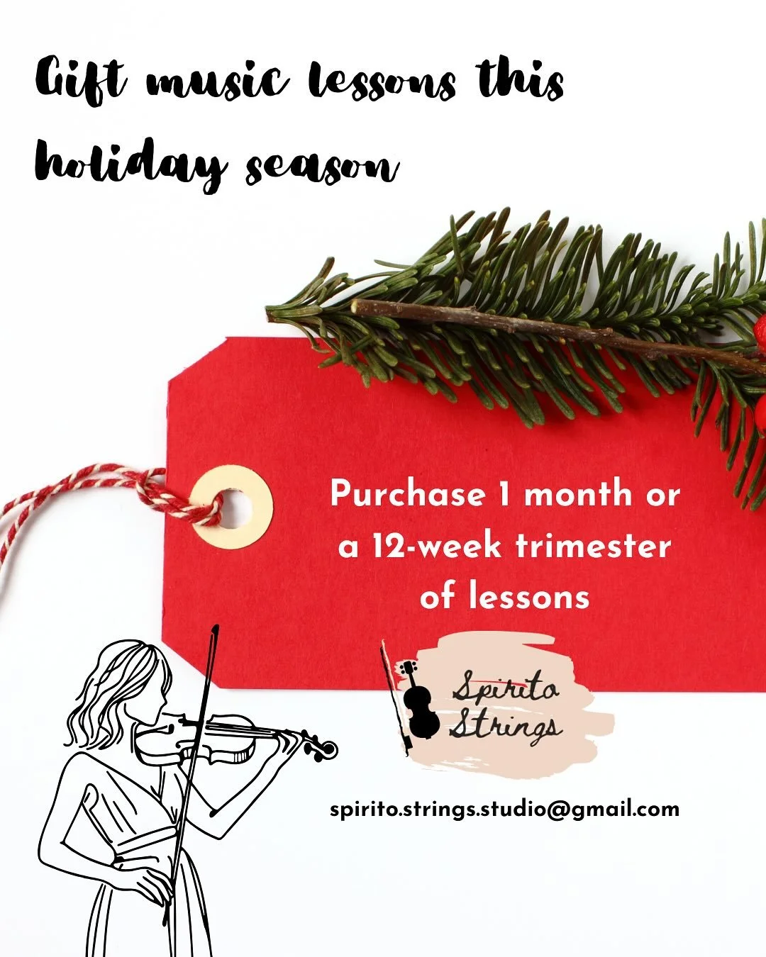 Music lessons are a great Christmas gift! It&rsquo;s how I got started 23 years ago&hellip; You can purchase 1 month or a 12 week trimester. Slide 2 is a sample of what my gift certificates look like. Message or email for more information! 🎻