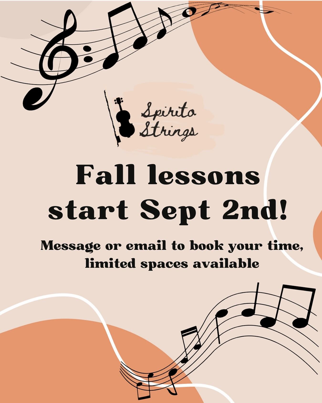 Looking forward to the fall term with everyone! 🎻🎹Please email or message asap to book your time, there are limited spots available! 🎶