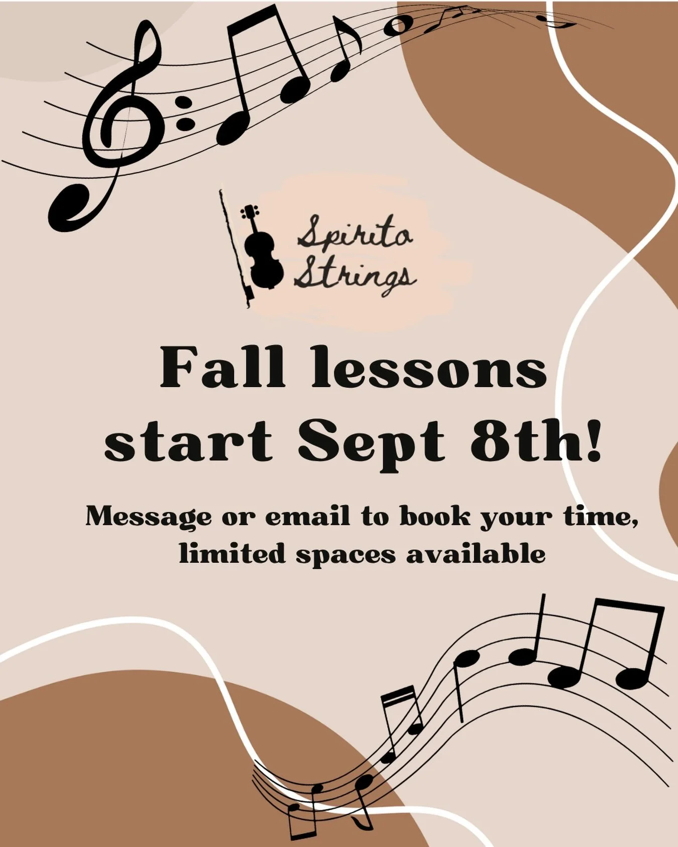 Sept 8th is coming up! Get in touch if you would like a lesson spot 😊🎻🎹