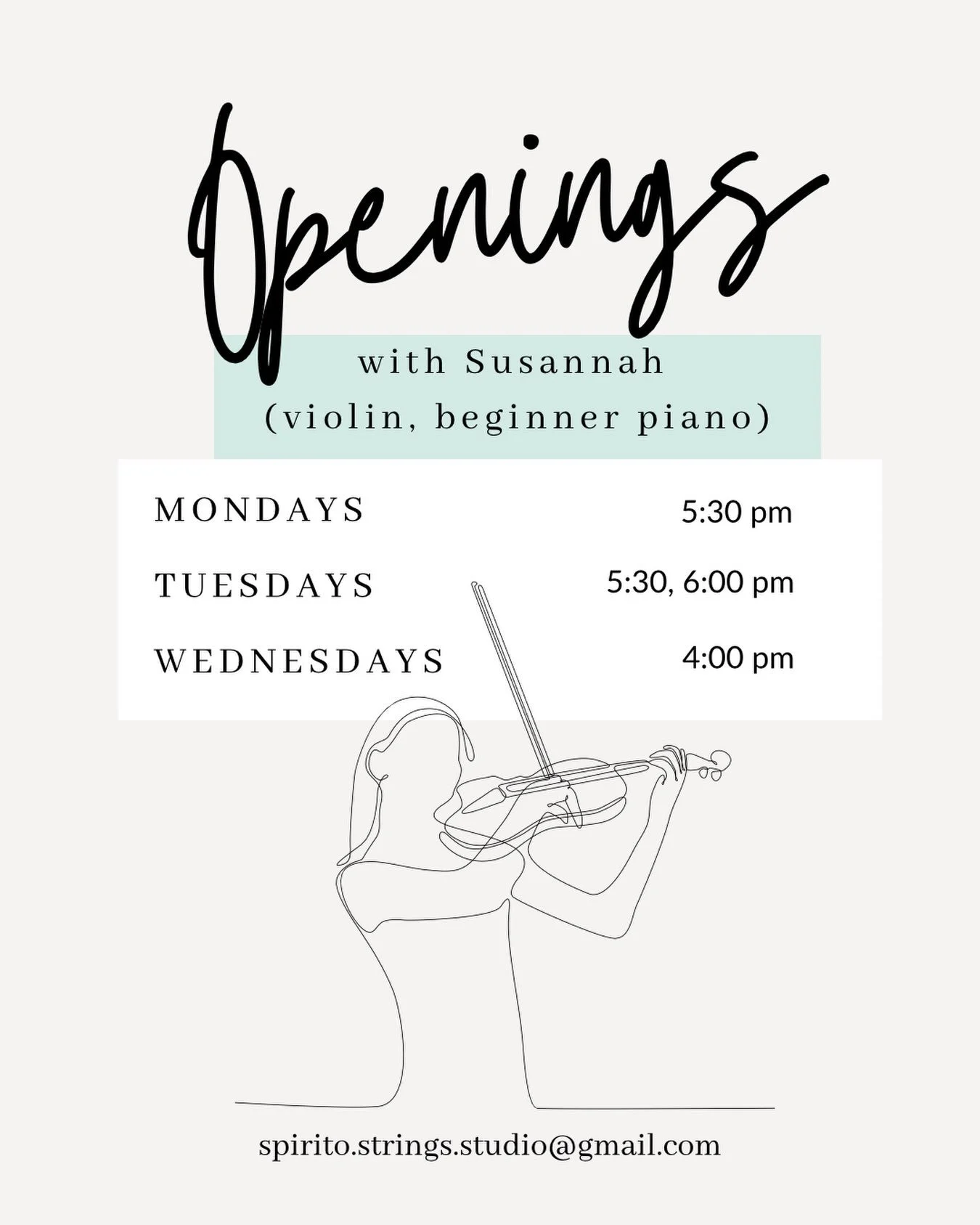 Email or message to book one of these weekly time slots 🎻🎶