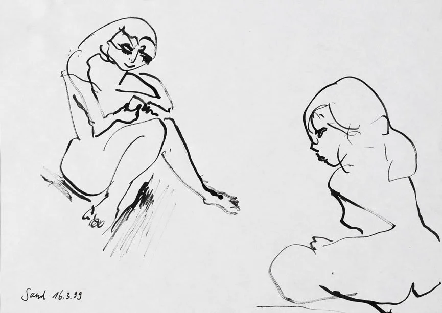 Zwei Frauen, 1999, Tusche/Papier